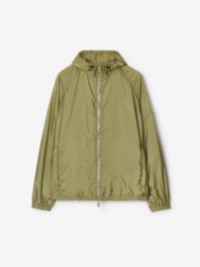 Check Trim Nylon Hooded Jacket in colour Wreath