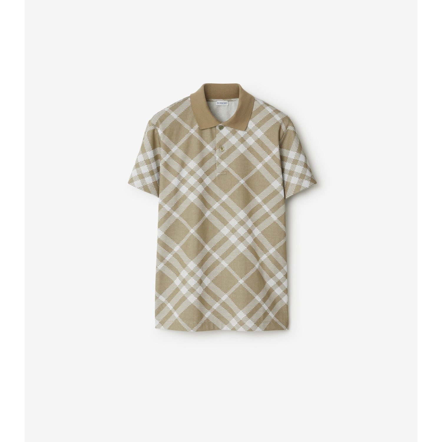 Check Cotton Blend Polo Shirt in Dark hunter/white - Men | Burberry® Official