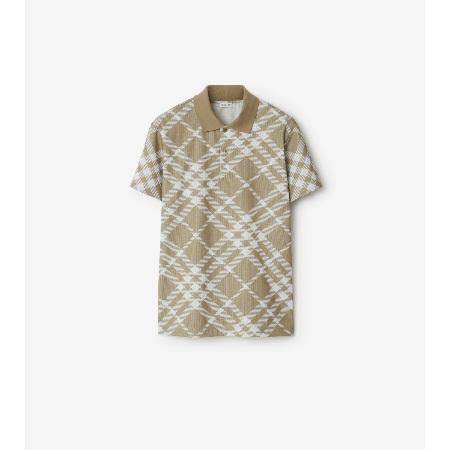 Check Cotton Blend Polo Shirt in Dark hunter white Men Burberry Official