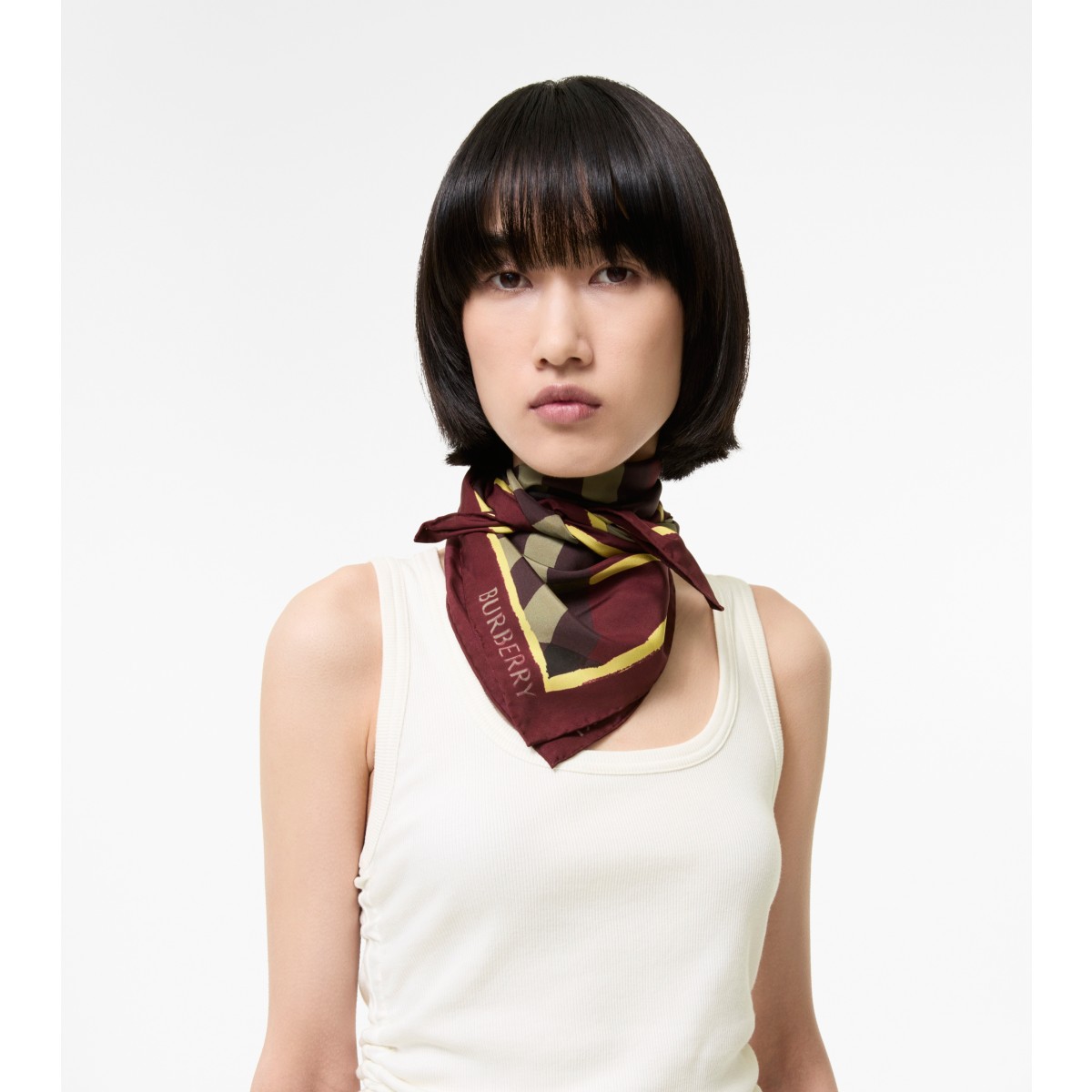  Check Watercolour Silk Scarf