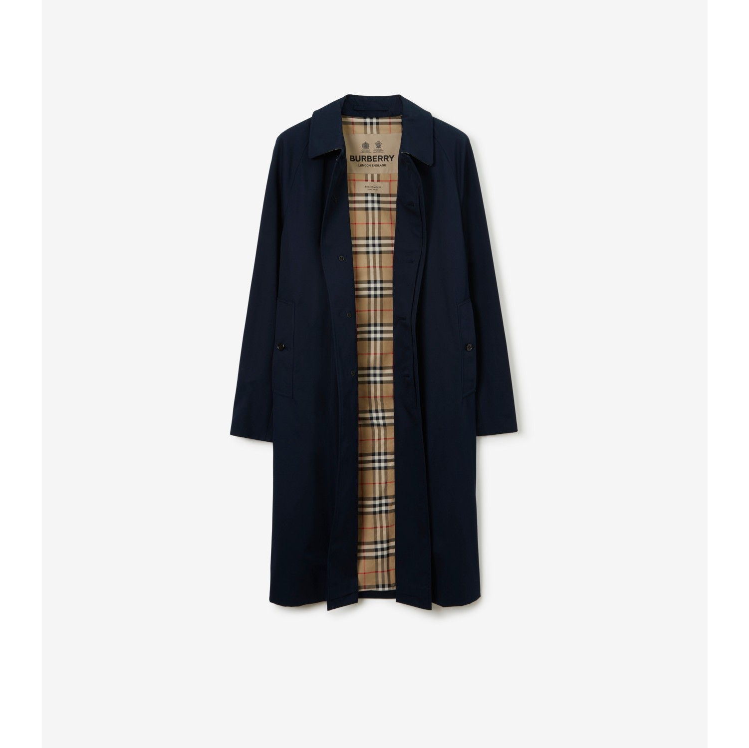 Long Camden Heritage Car Coat in Coal blue Men Burberry Official