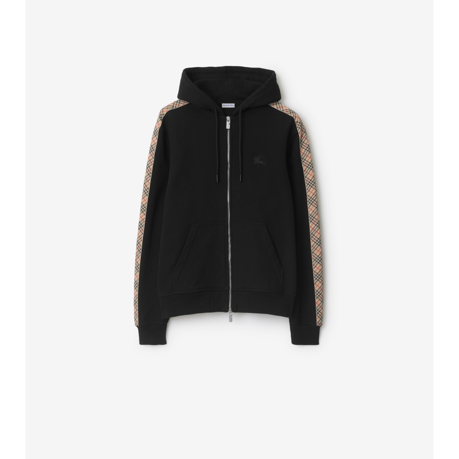 Hoodie zippé en coton avec Check