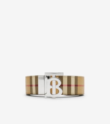 Reversible Check TB Belt in Archive beige/silver - Men, Technical
