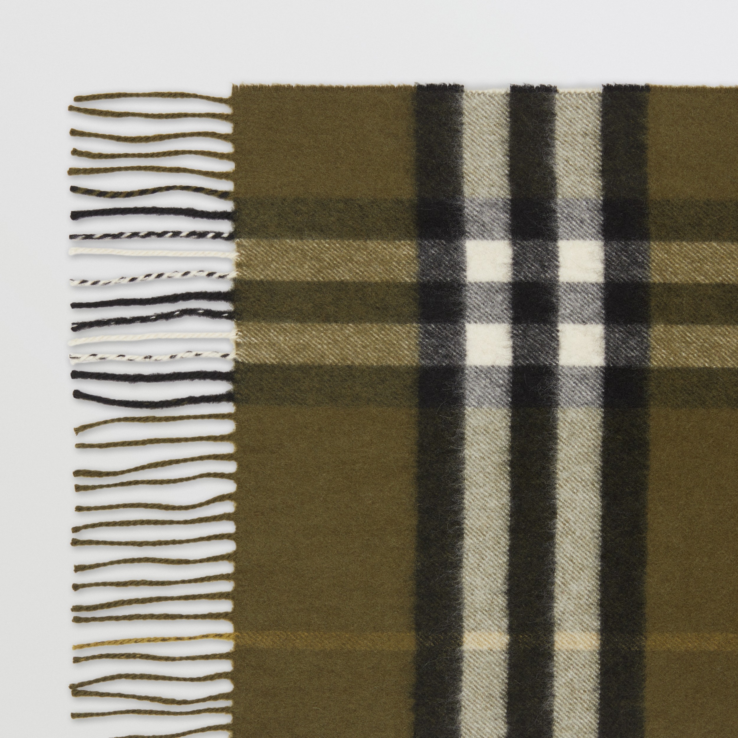 The Classic Check Cashmere Scarf in Olive Green Burberry United States