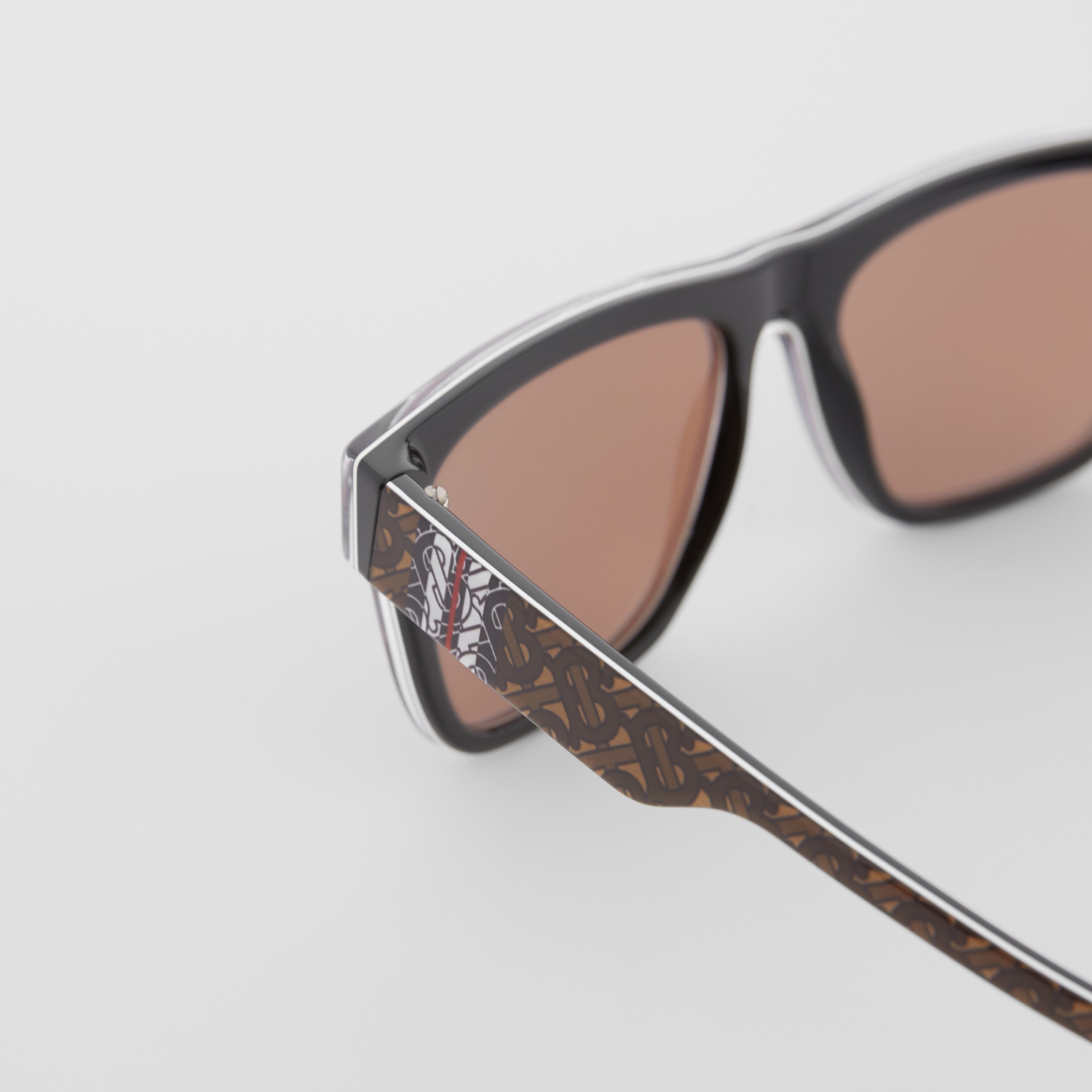 Monogram Stripe Square Frame Sunglasses In Honey Burberry United States