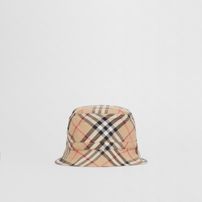 Vintage Check Cotton Bucket Hat in 
