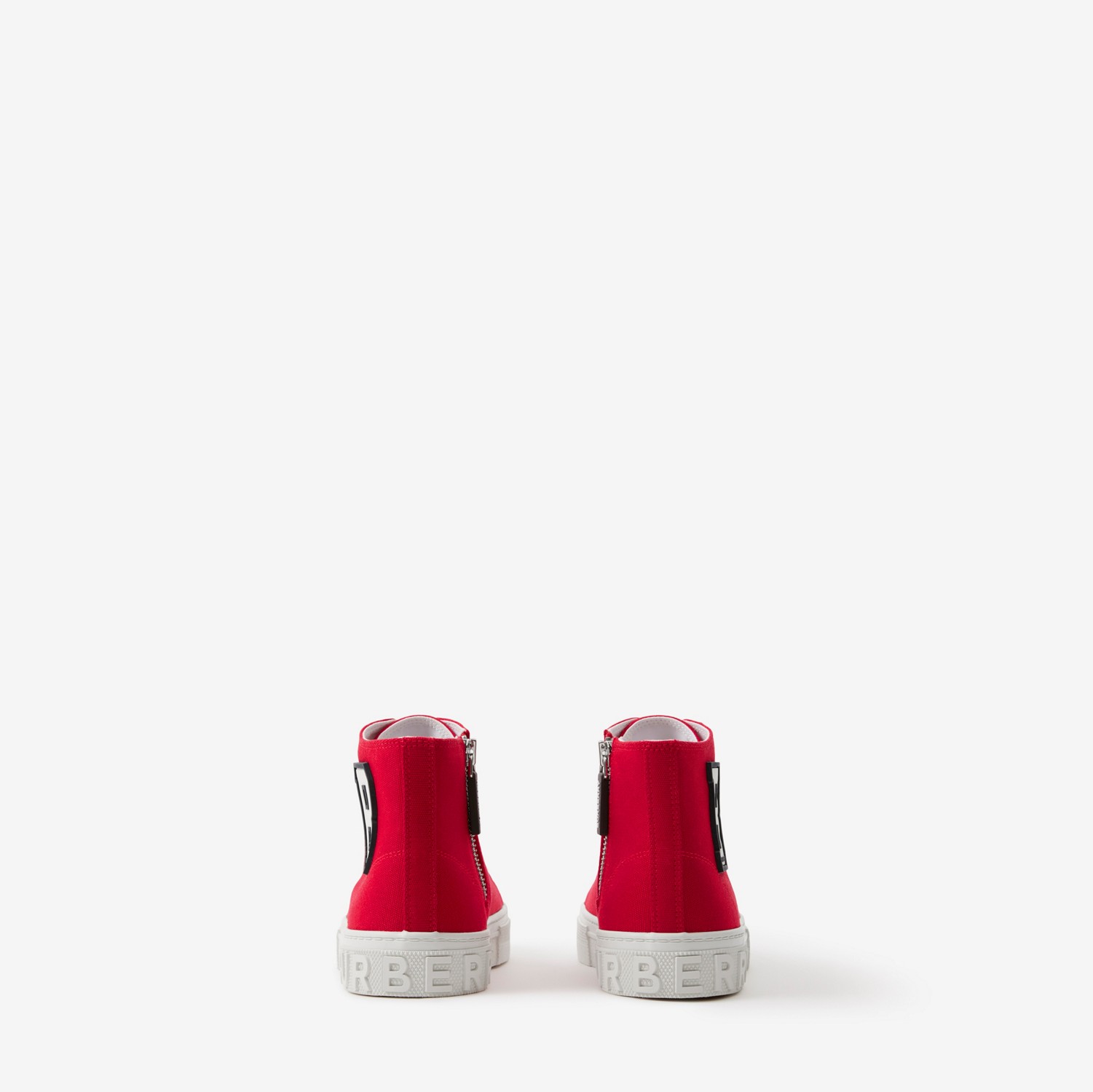 Letter Graphic Cotton High-top Sneakers in Bright Red - Children | Burberry® Official