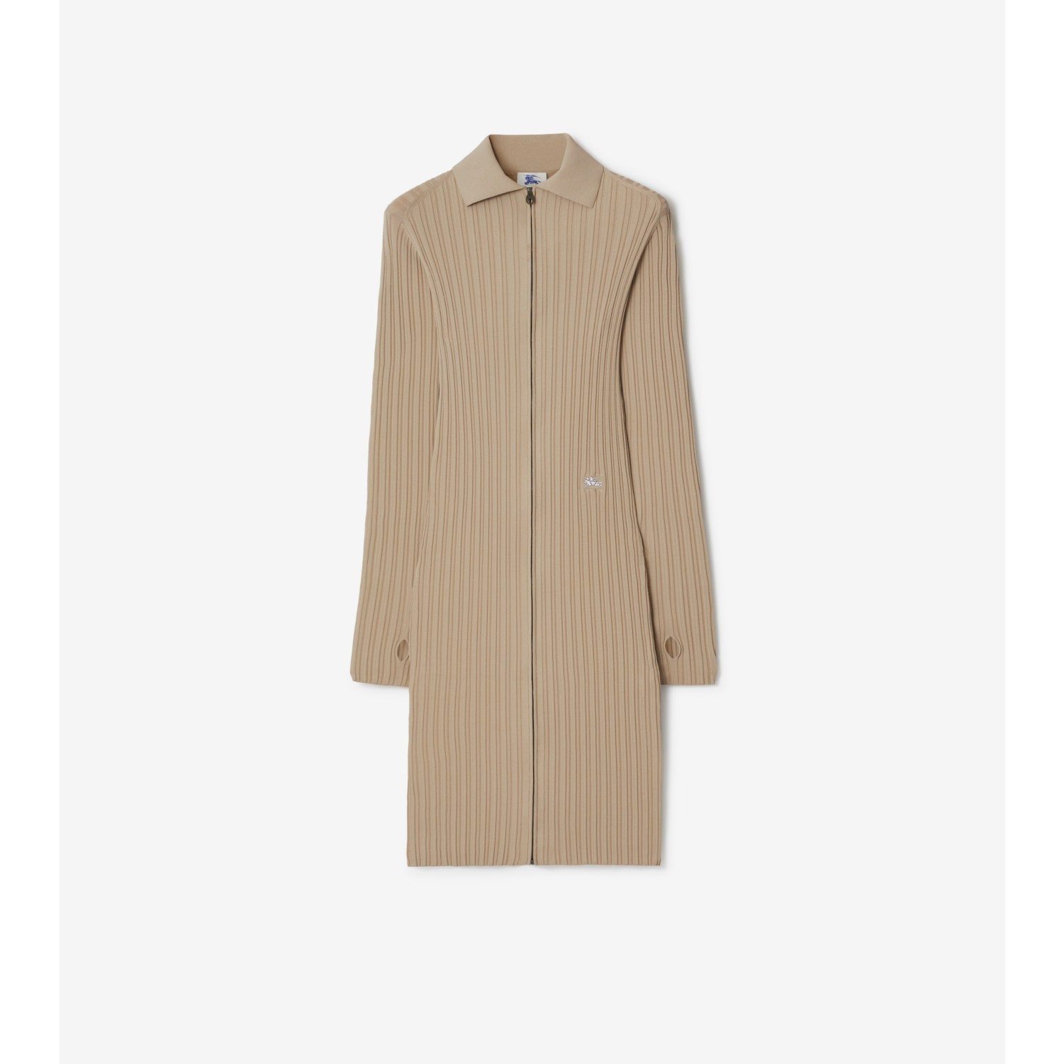 Rib Knit Dress in Limestone Women Technical Burberry Official