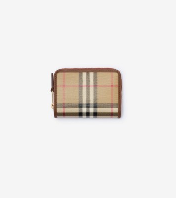 【極美品】BURBERRY TBチェック チェーン 財布 コンパクトウォレット Small Check Zip Wallet in Archive beige - Women, Cotton | Burberry