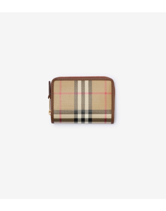Small Check Zip Wallet