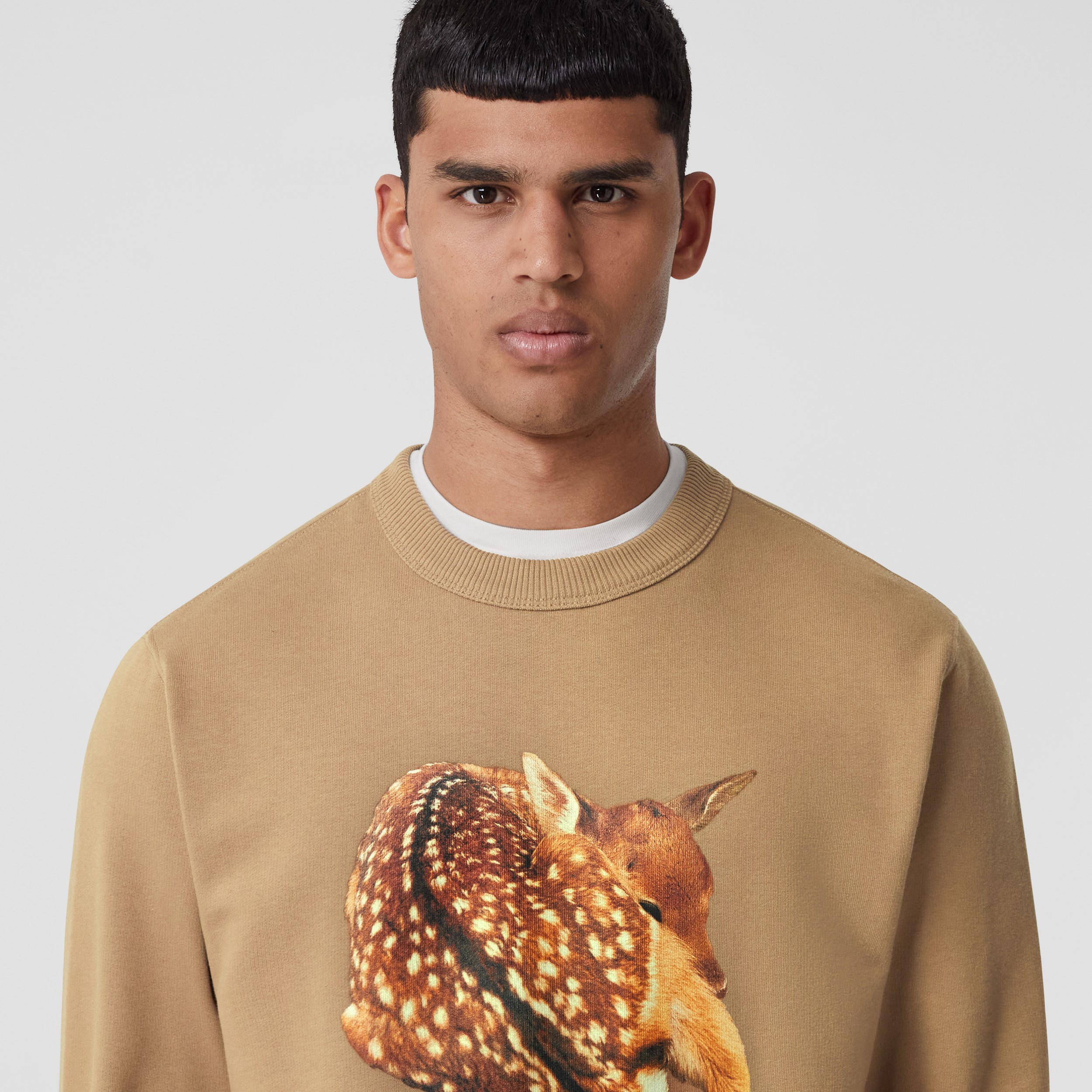 Baumwollsweatshirt mit Rehgrafik (Camelfarben) - Herren | Burberry® - 1