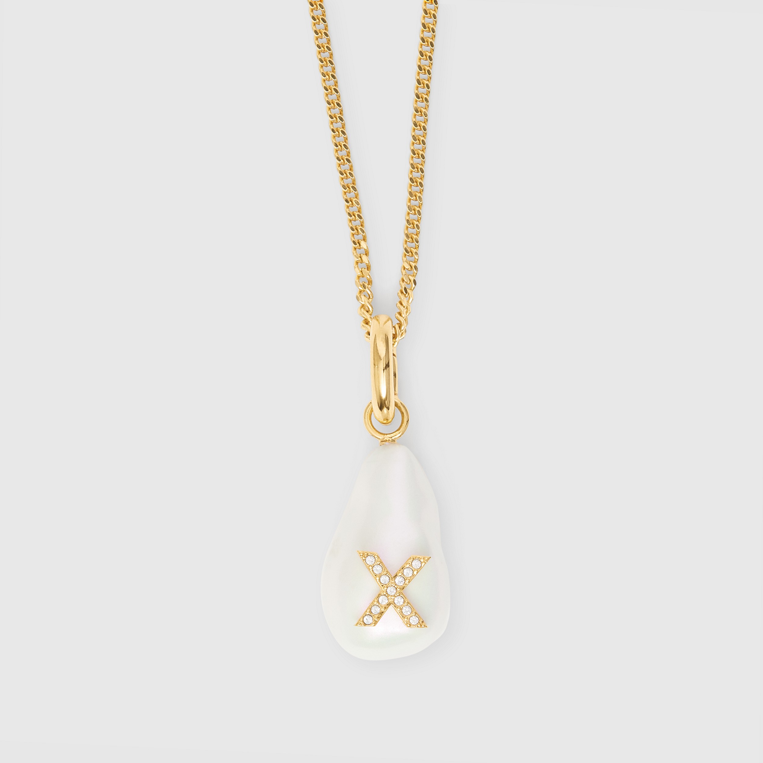 ‘X’ Crystal and Resin Pearl Letter Charm – Online Exclusive in Light Gold/mother-of-pearl - Women | Burberry® Official - 4