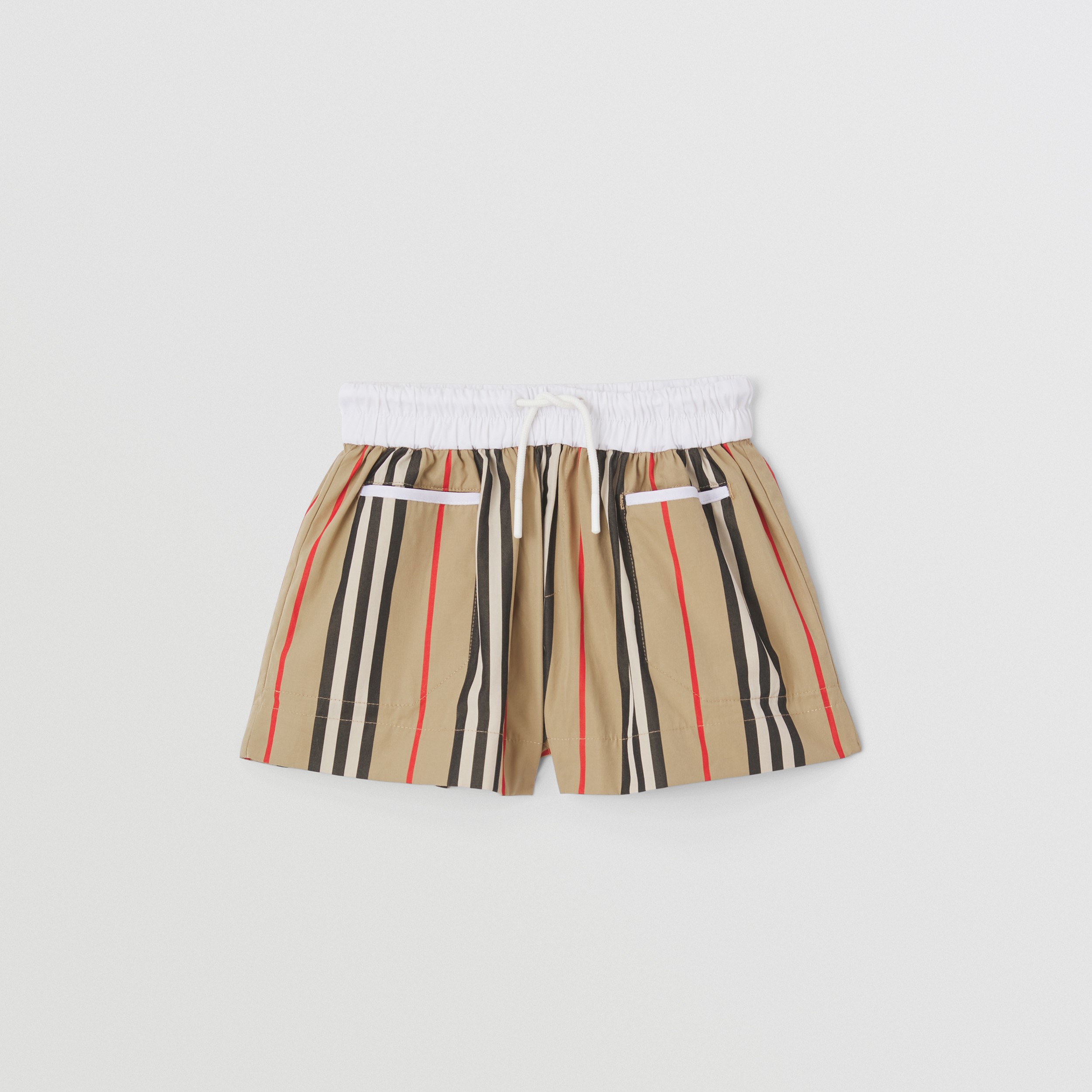 Icon Stripe Cotton Poplin Shorts in Archive Beige - Children | Burberry® Official - 1