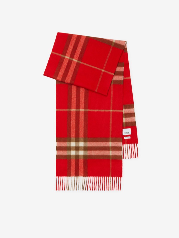 格纹羊绒围巾 in 红色