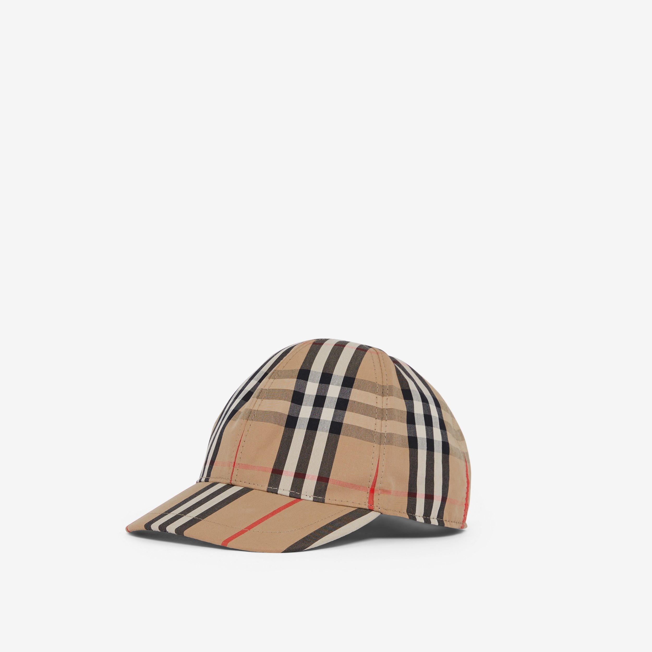 Vintage 格纹拼标志性条纹棉质棒球帽(典藏米色) - 儿童| Burberry® 博