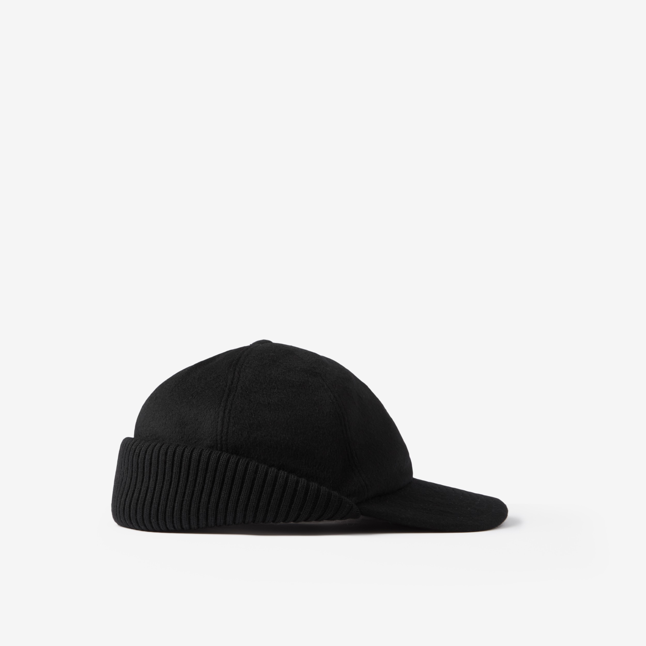 Monogram Motif Reconstructed Cashmere Baseball Cap in Black | Burberry® Official - 2