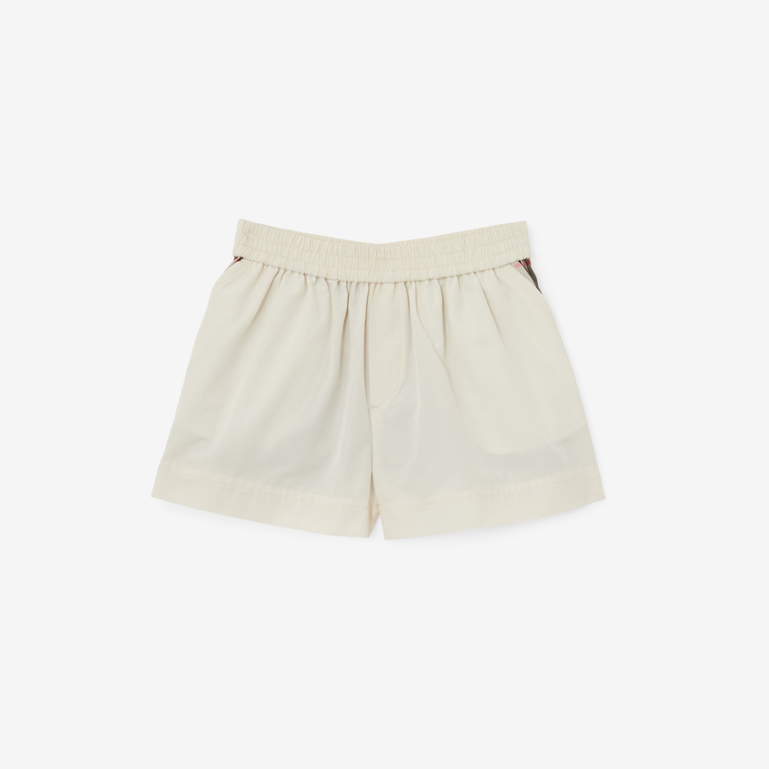 Vintage Check Panel Cotton Blend Shorts in Pale Cream - Children | Burberry® Official - 1