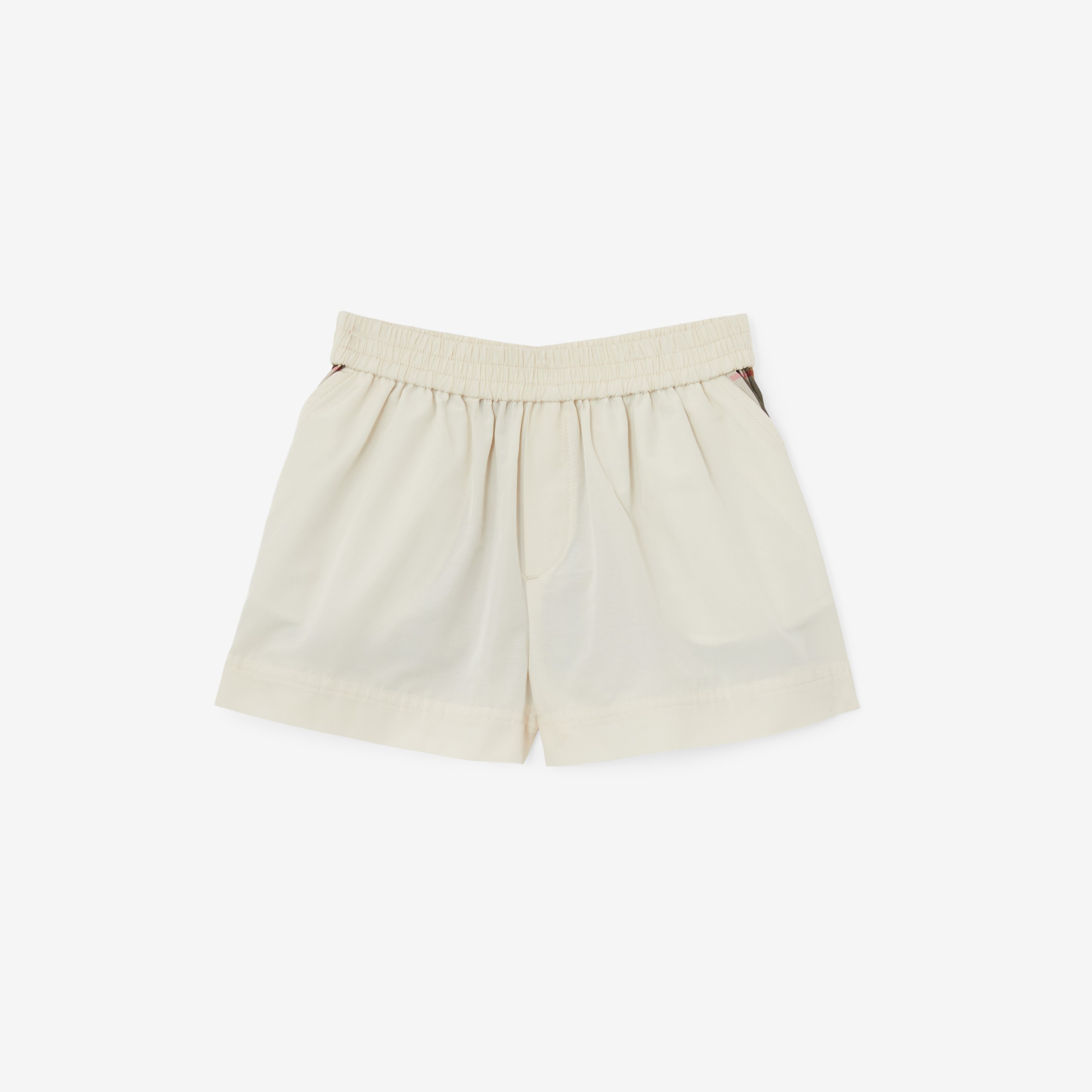 Vintage Check Panel Cotton Blend Shorts in Pale Cream - Children | Burberry® Official - 1