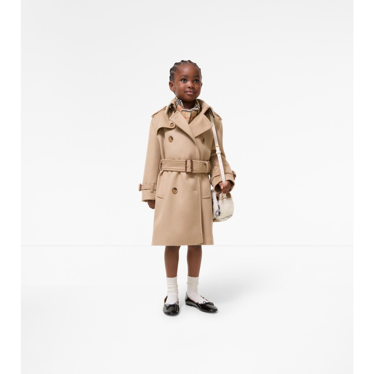  Check Cashmere Blend Trench Coat