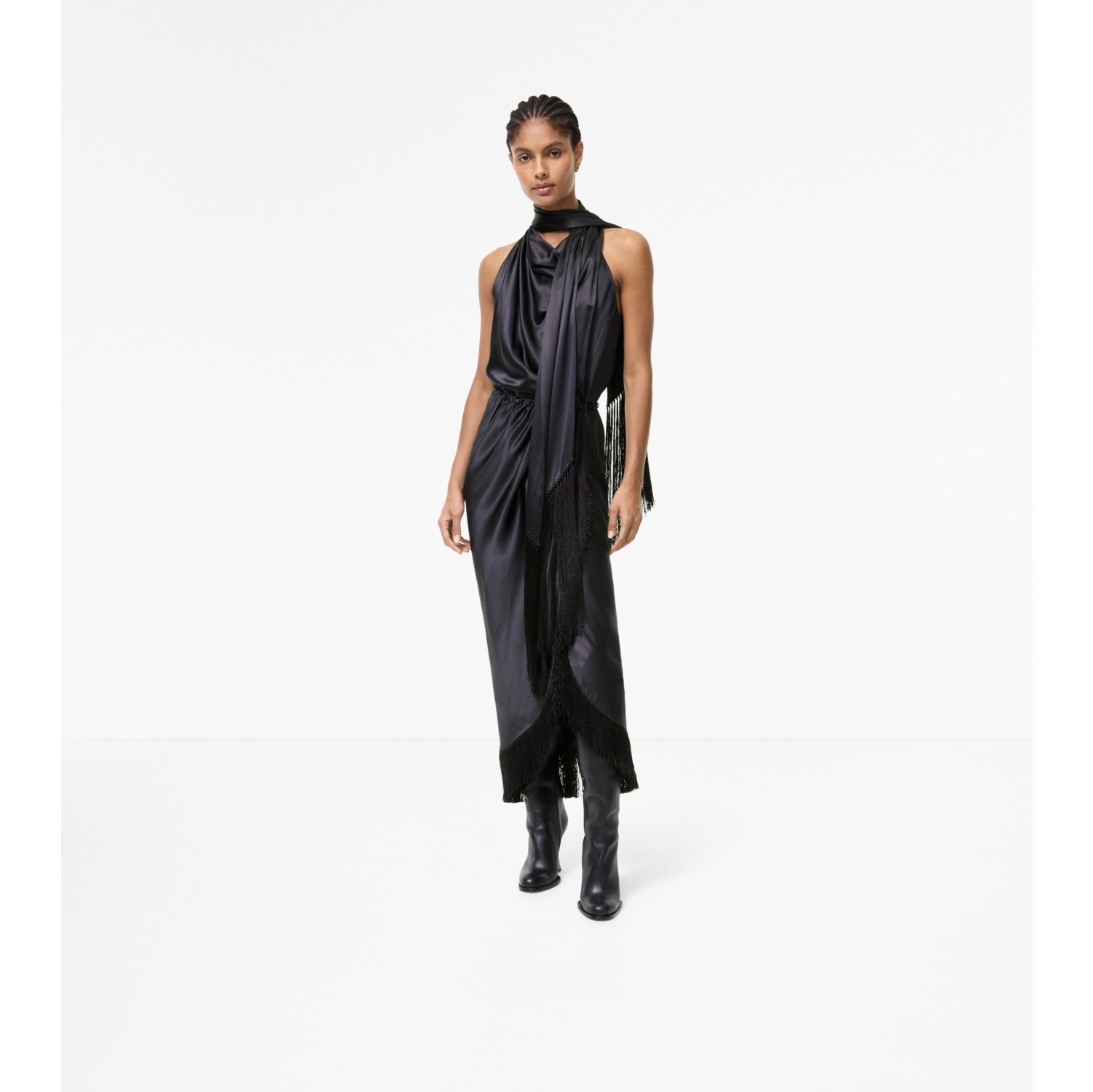 Fringed Silk Scarf Dress
