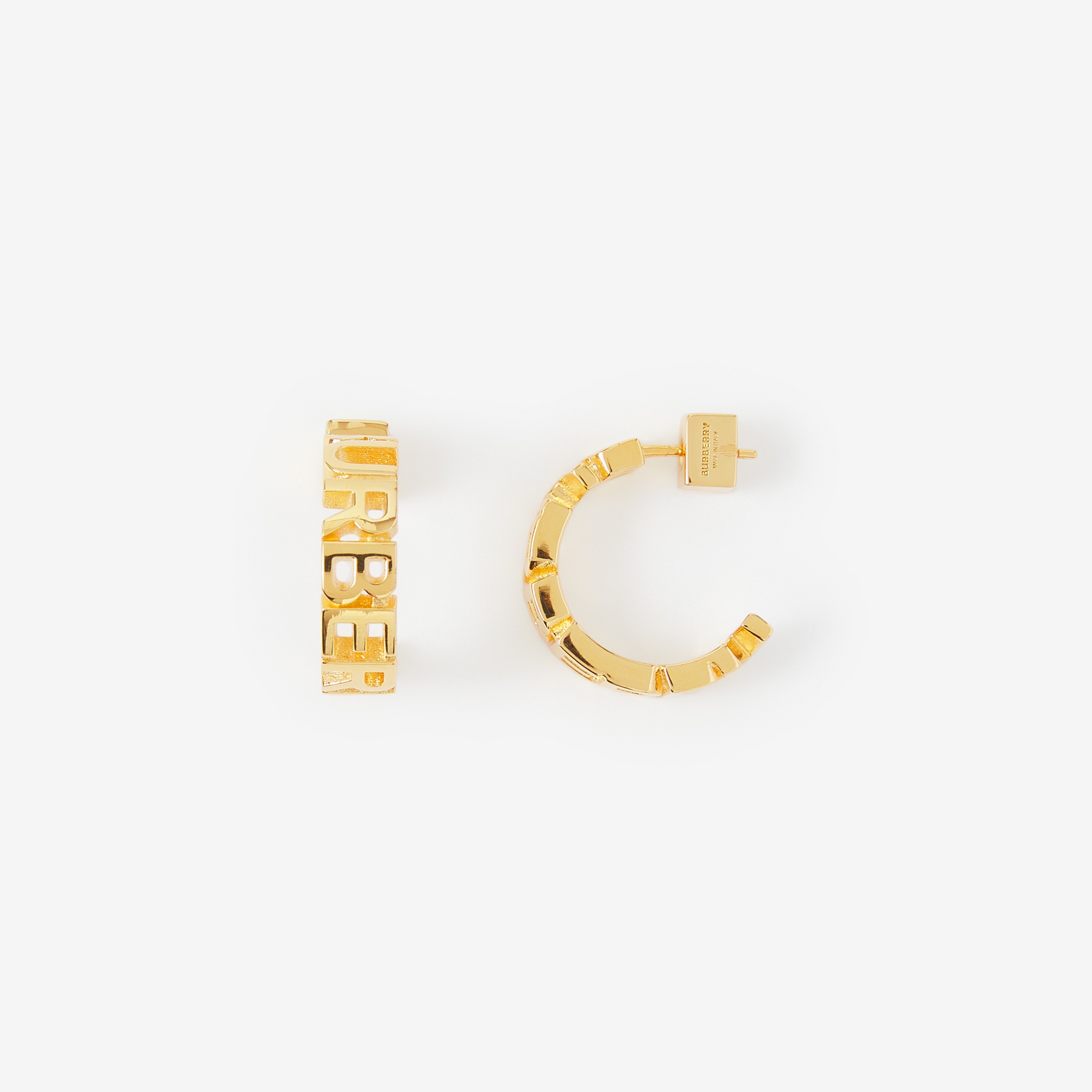 Creolen-Ohrringe mit vergoldetem Logo (Helles Goldfarben) - Damen | Burberry® - 1