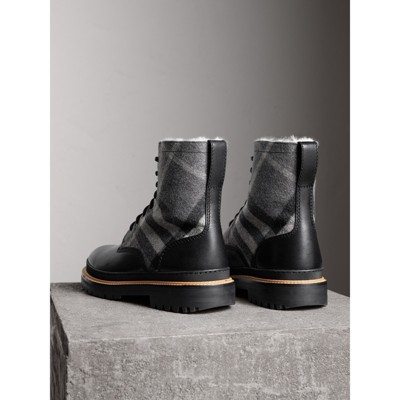 burberry shearling lined leather boots