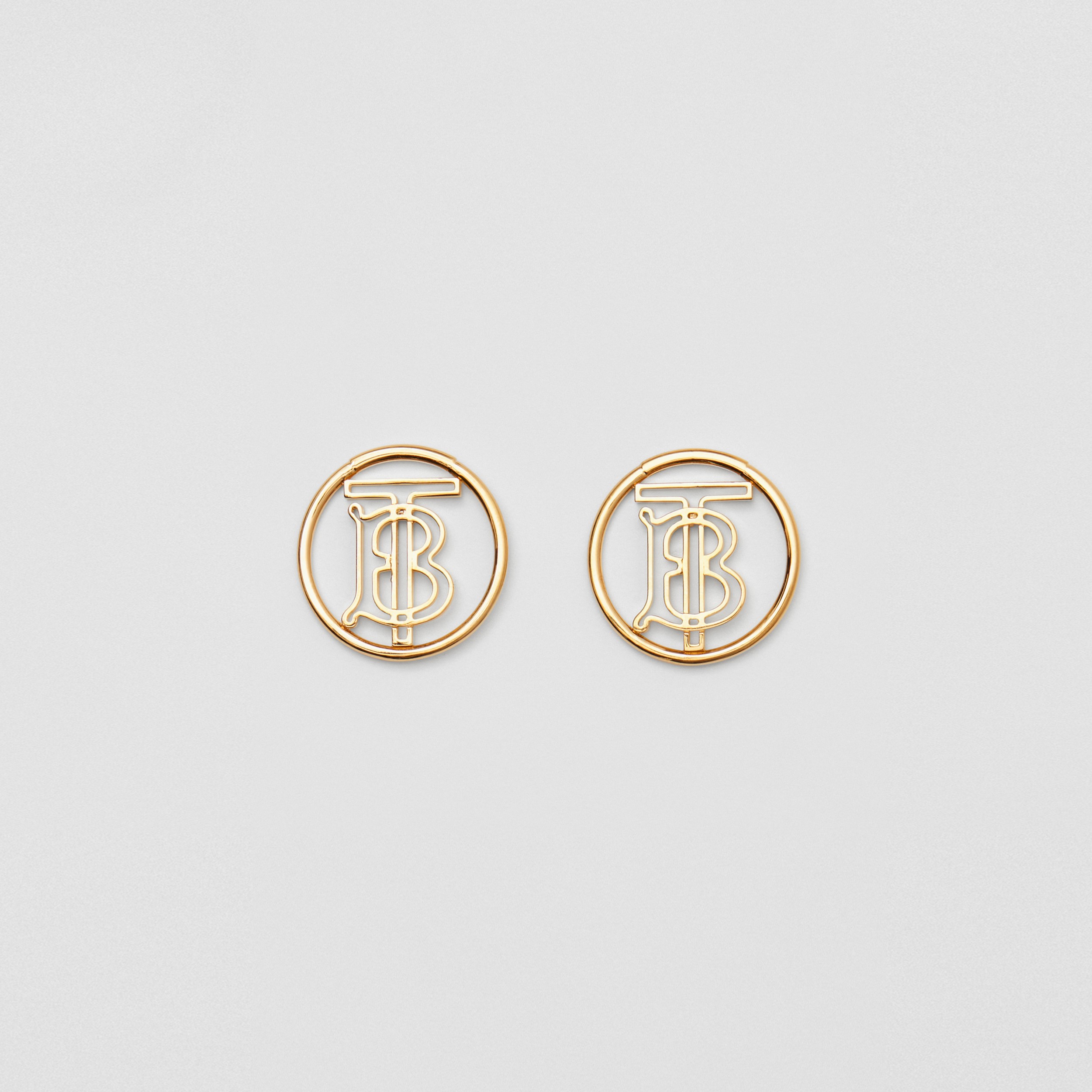 Gold-plated Monogram Motif Earrings in Light - Women | Burberry United ...