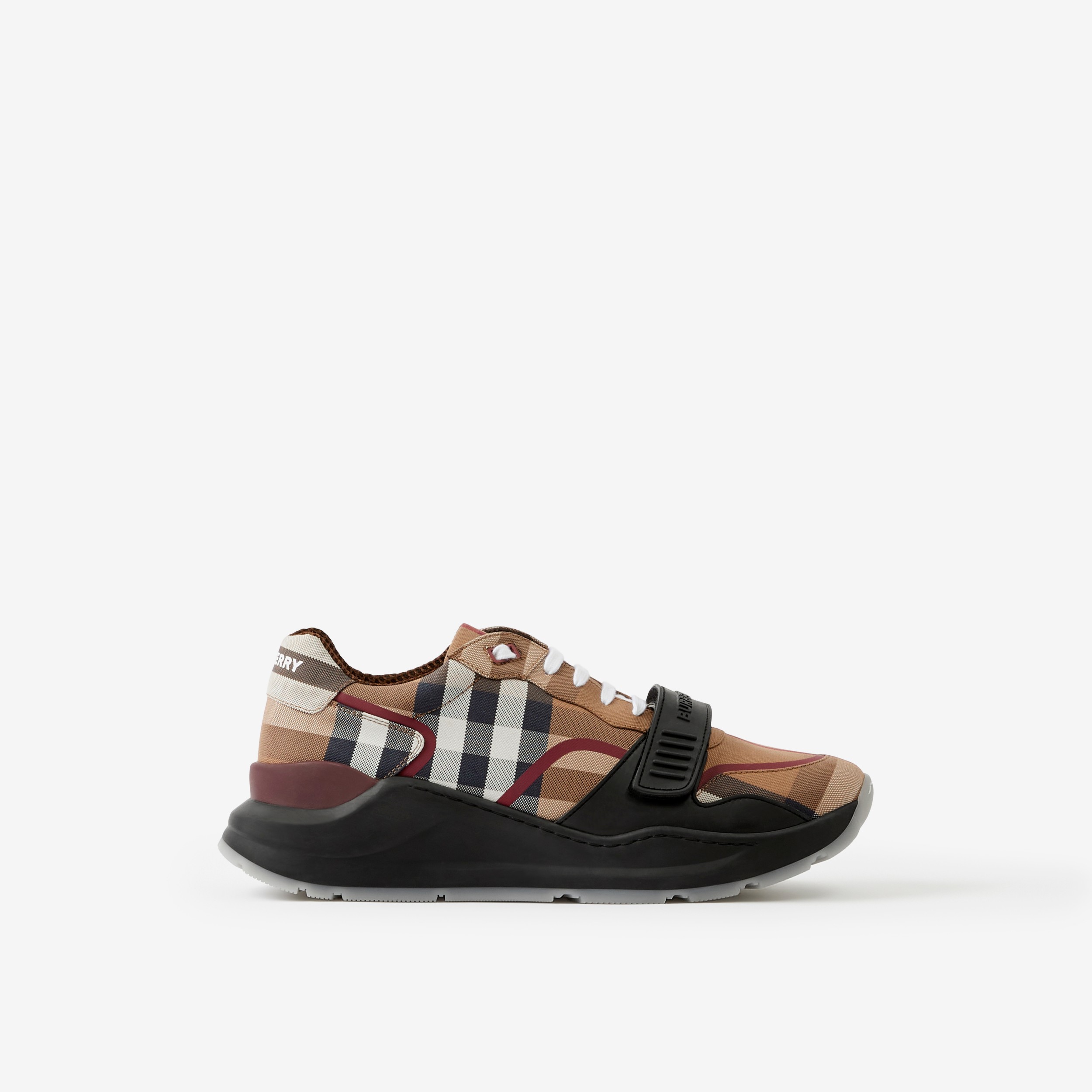 Check Cotton Sneakers in Birch Brown - Men | Burberry® Official - 1
