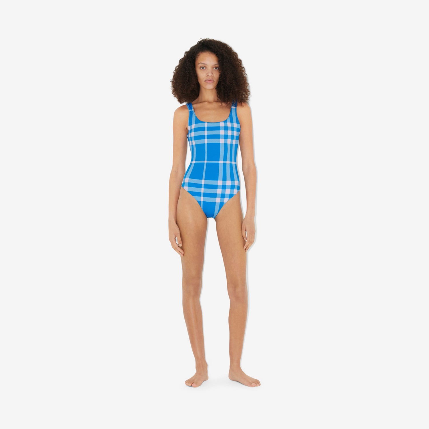 Maillot de bain en nylon stretch Check (Bleu Vif) - Femme | Site officiel Burberry®