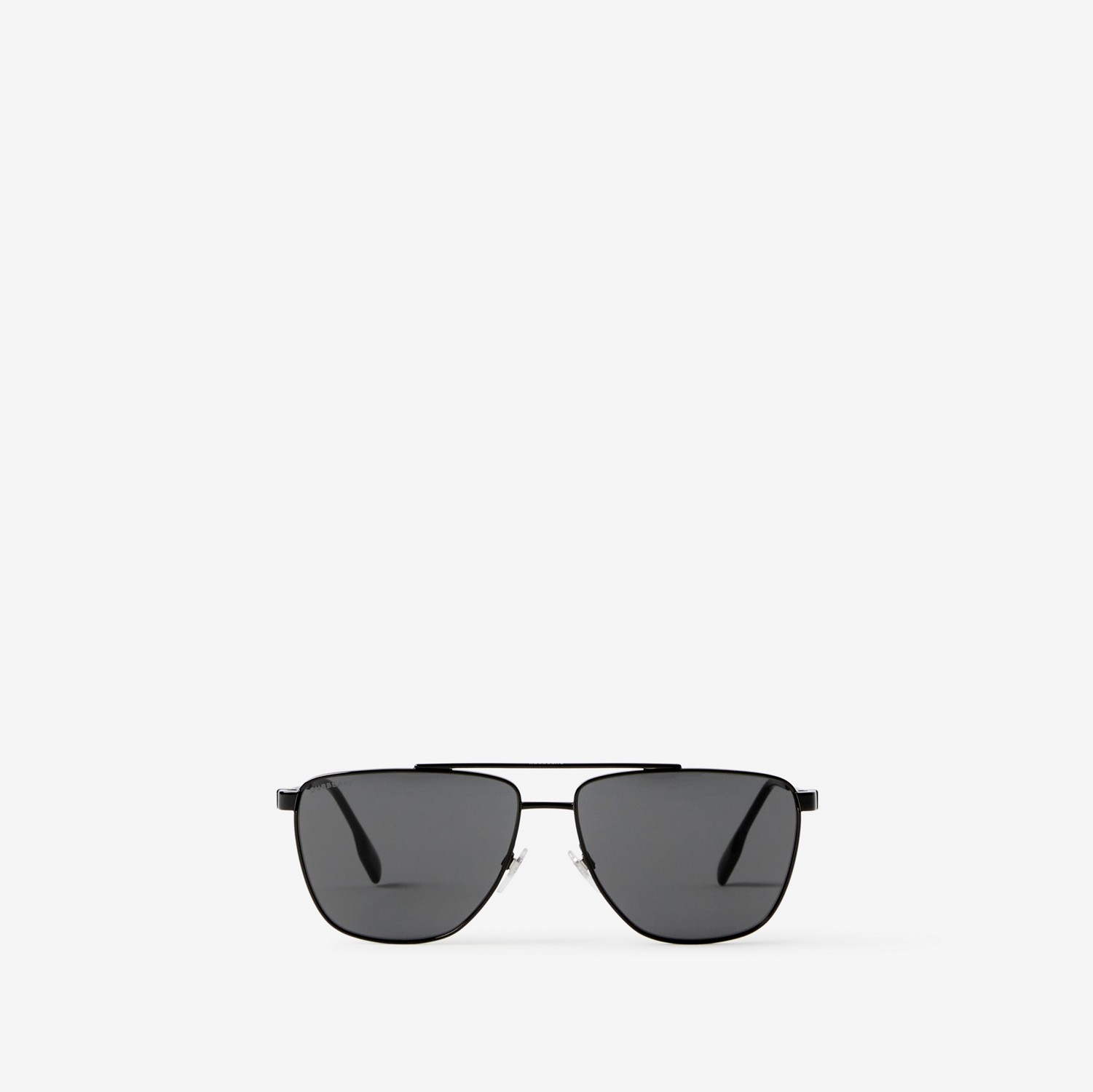 Óculos de sol com armação aviador e detalhe de listras (Preto) - Homens | Burberry® oficial