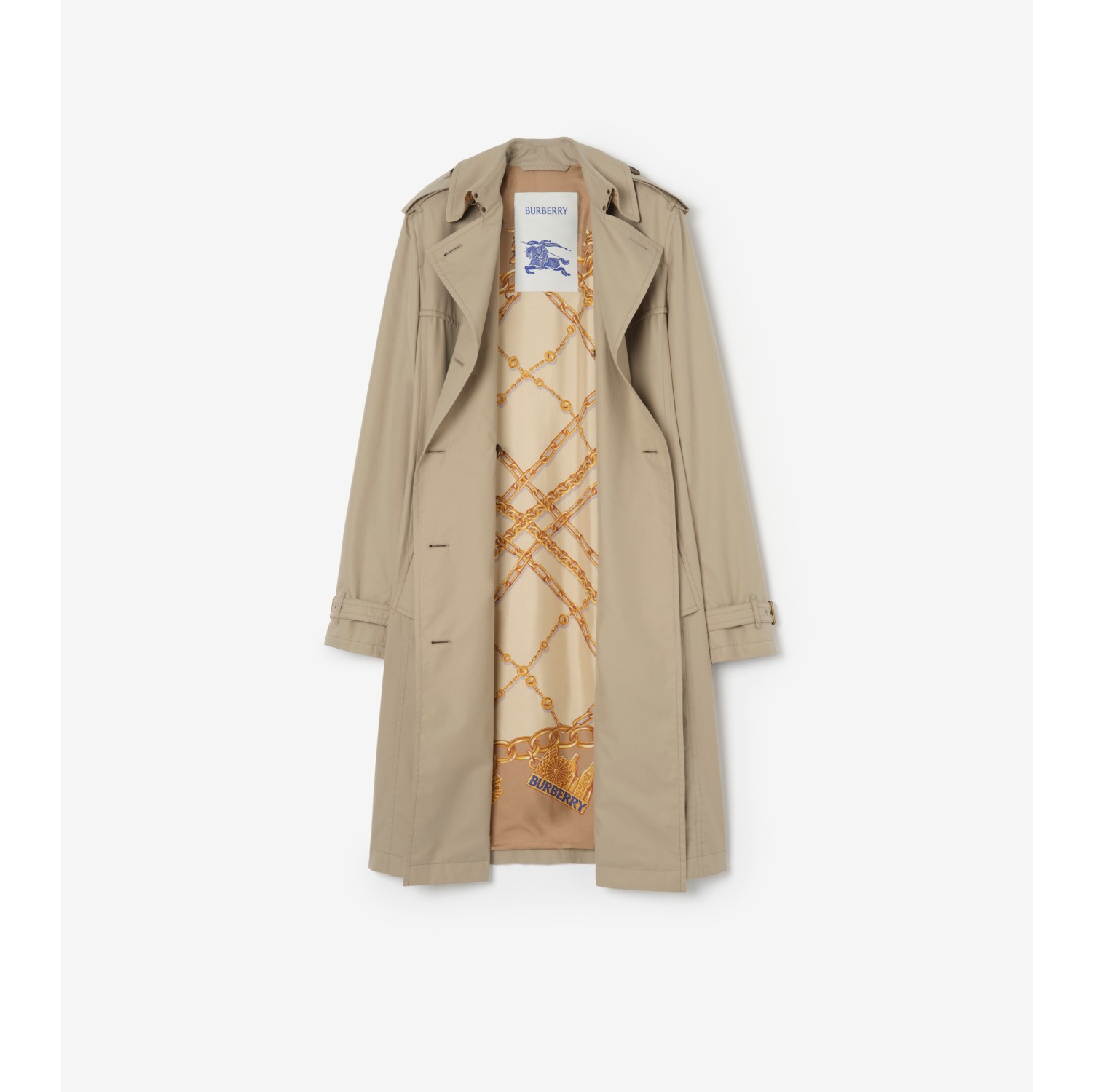Long Silk-lined Tropical Gabardine Foxfield Trench Coat in Saltmarsh beige - Women | Burberry® Official