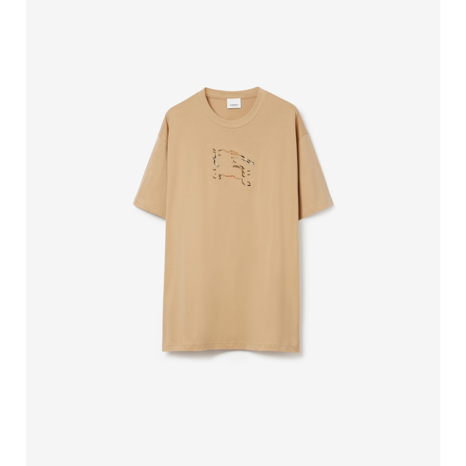 Check EKD Cotton T-shirt in Soft fawn - Men | Burberry® Official