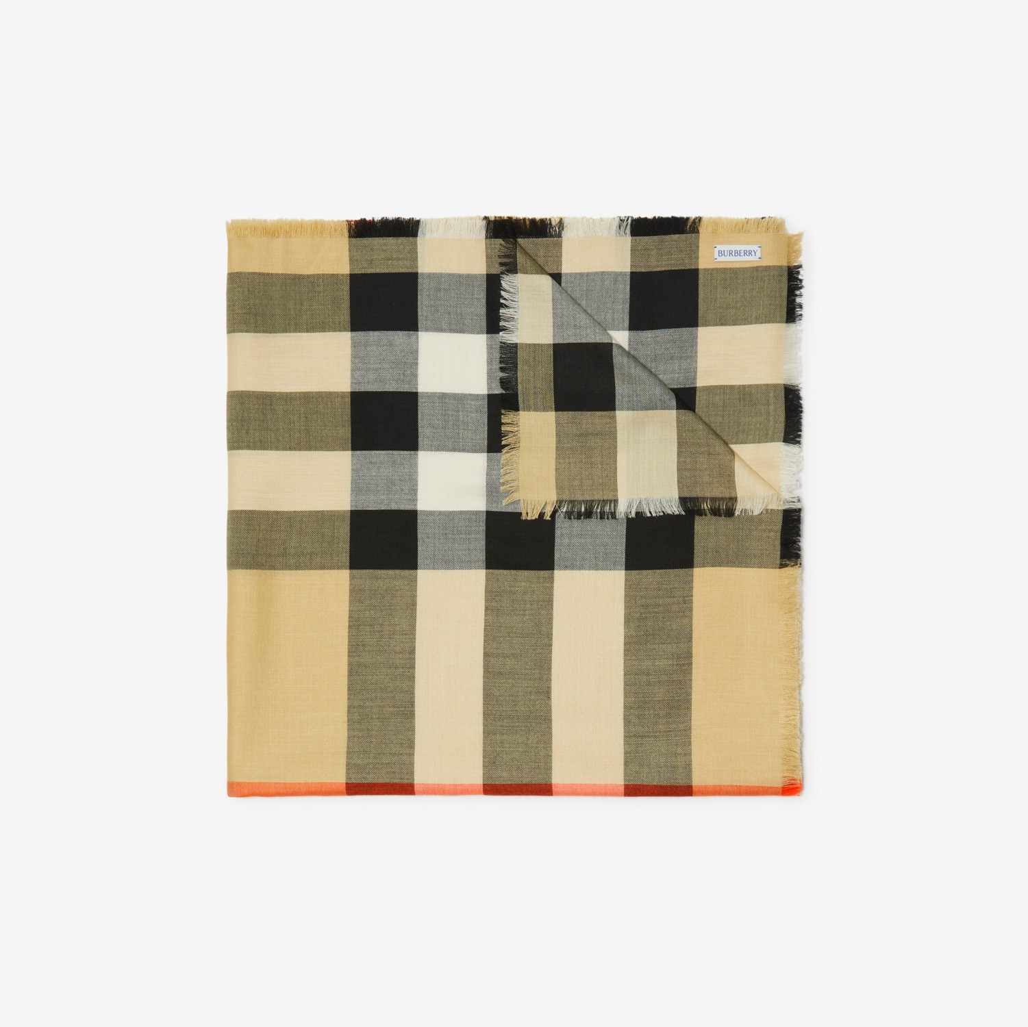 チェック カシミアシルクスカーフ (サンド) | Burberry®公式サイト チェック カシミアシルクスカーフ (サンド) | Burberry®公式サイト