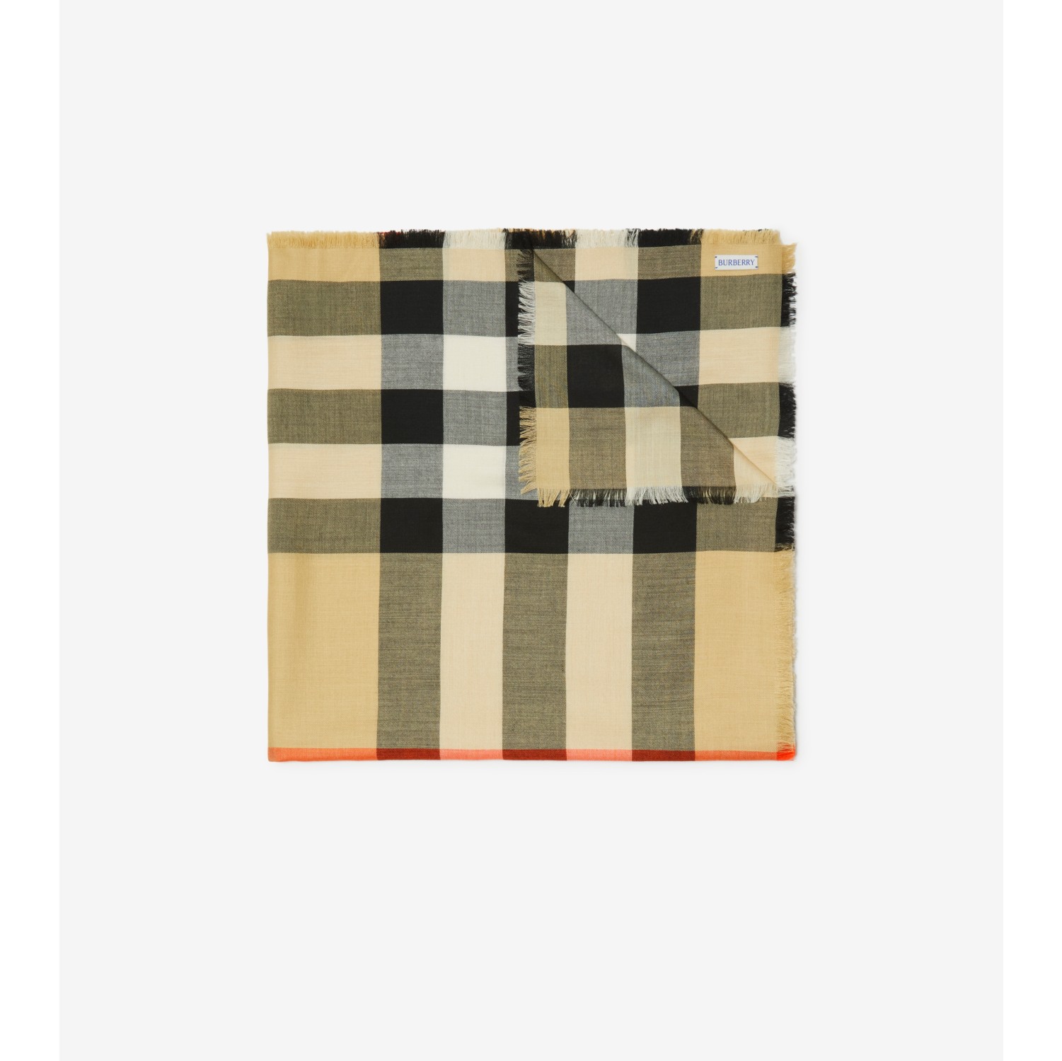 Check Cashmere Silk Scarf in Sand Burberry Official