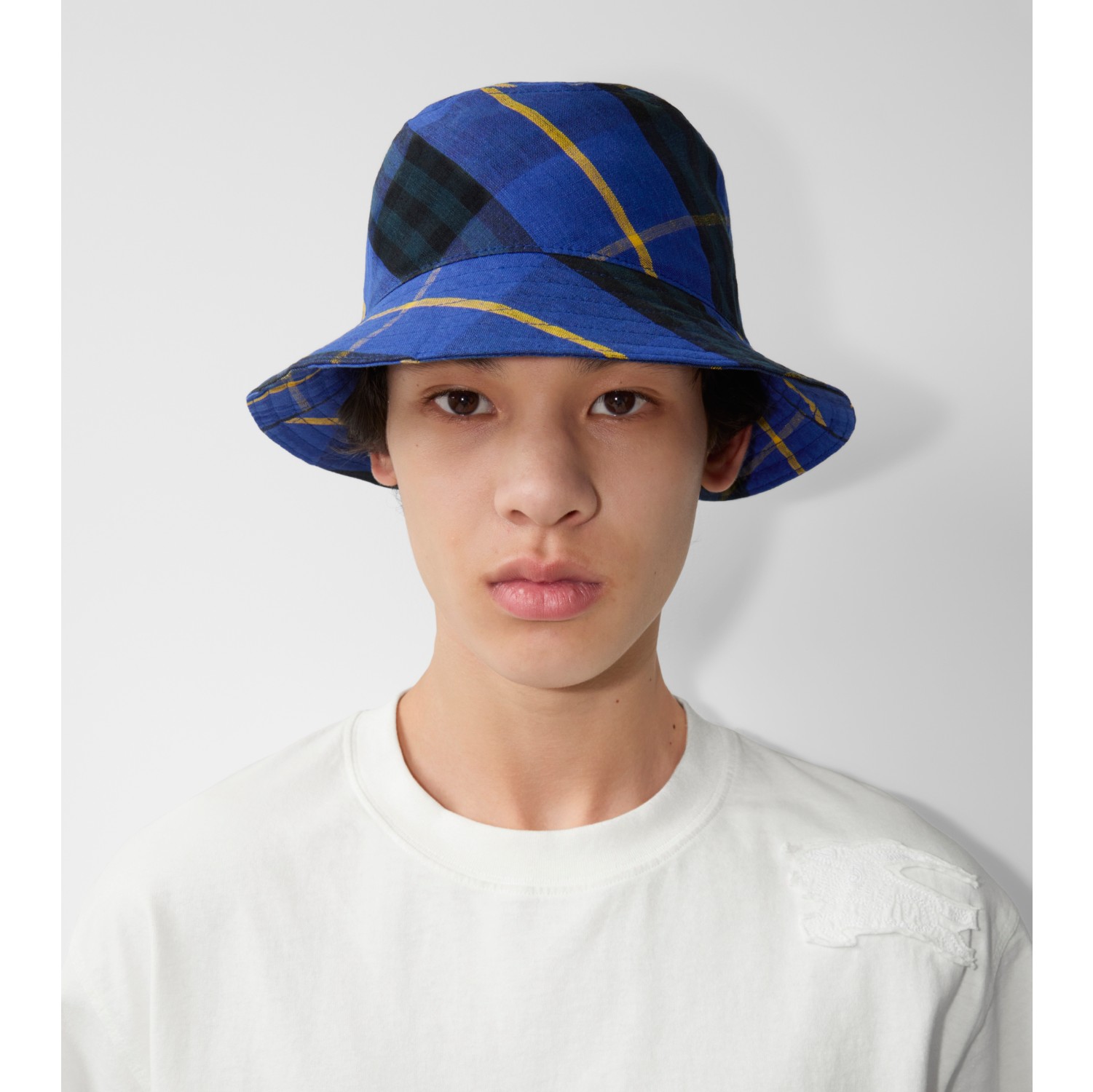 Check Linen Bucket Hat