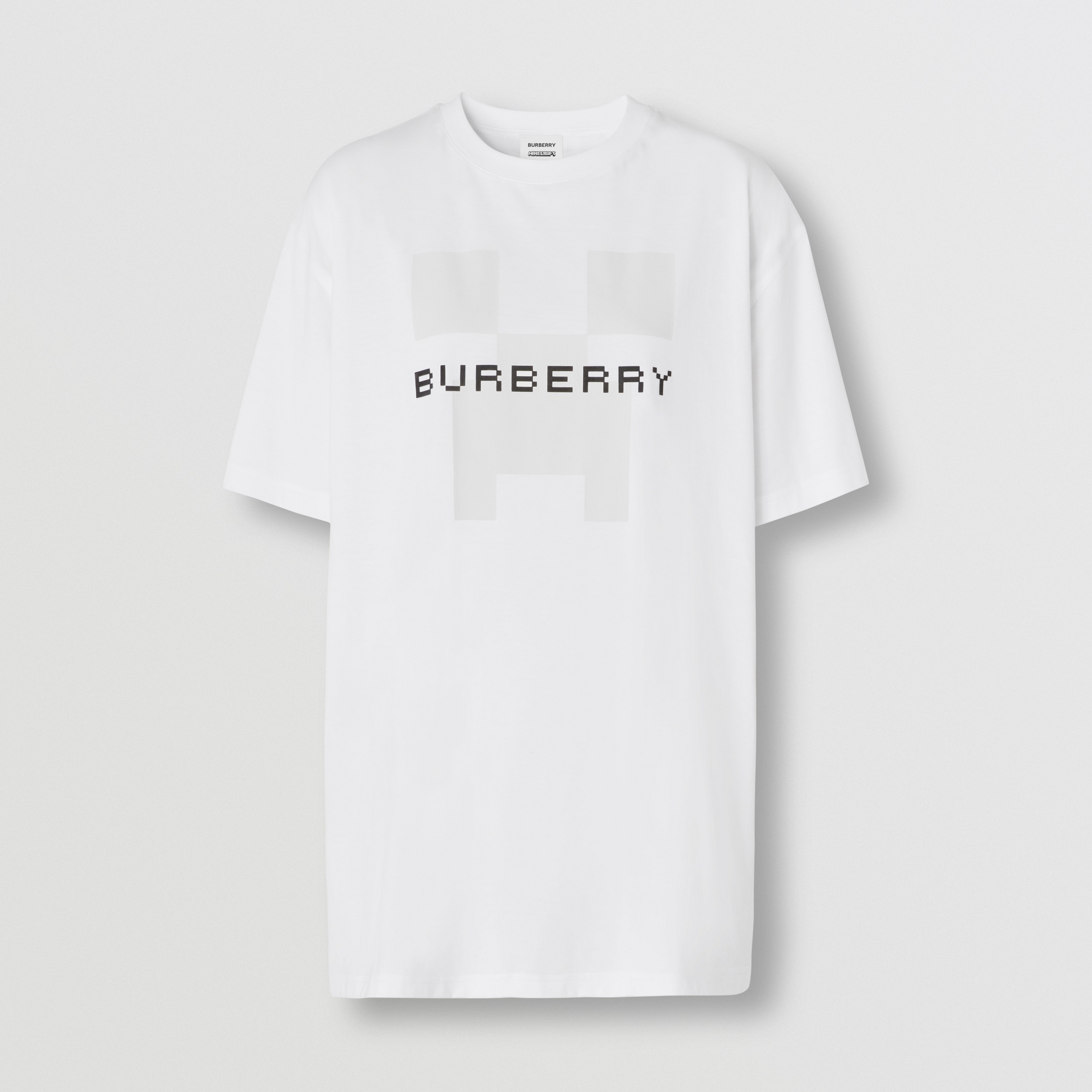 Logo Print Cotton Oversized T-shirt in White - Women | Burberry® Official - 4