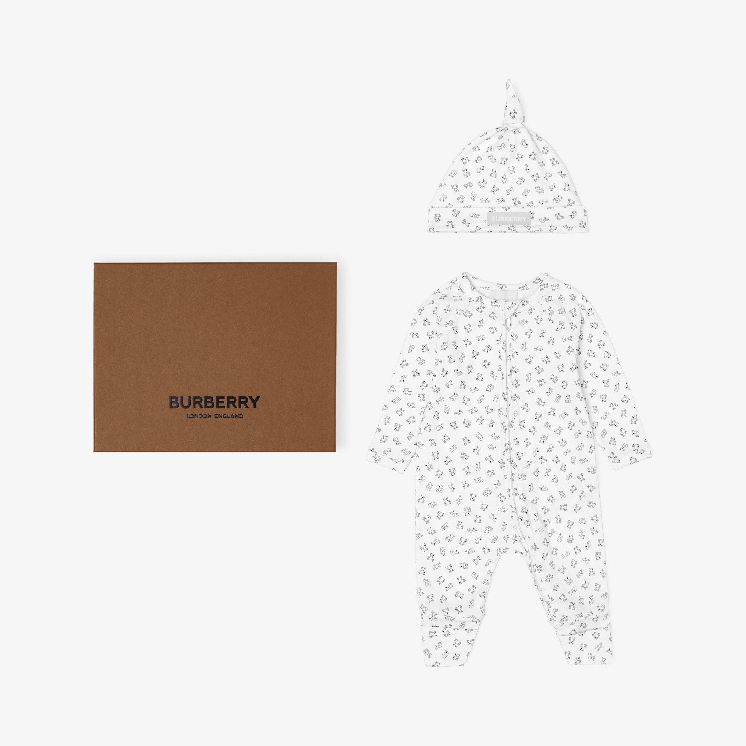 Coffret cadeau deux pièces pour bébé en coton Thomas Bear (Blanc) - Enfant | Site officiel Burberry® - 1
