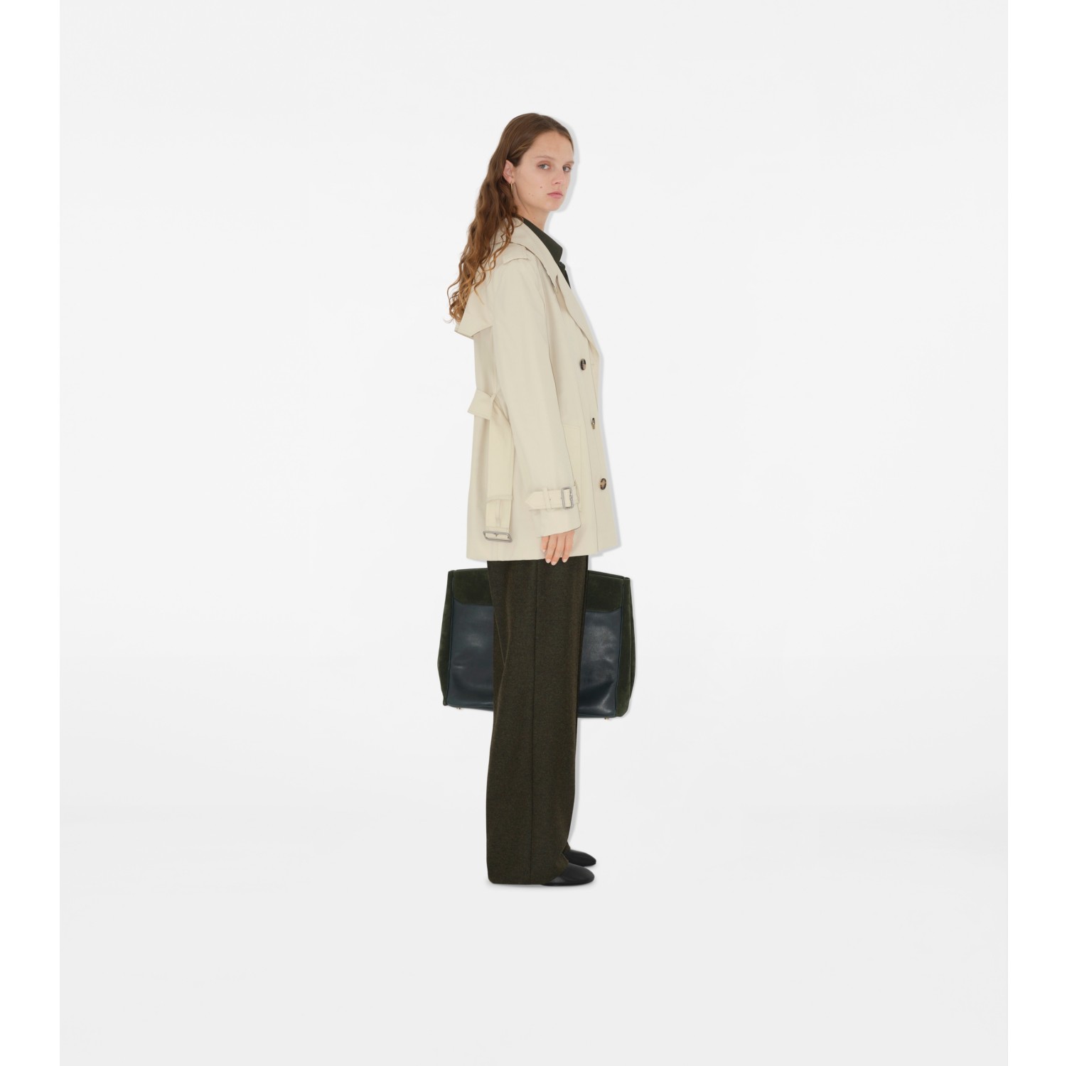 Short Gabardine Trench Coat