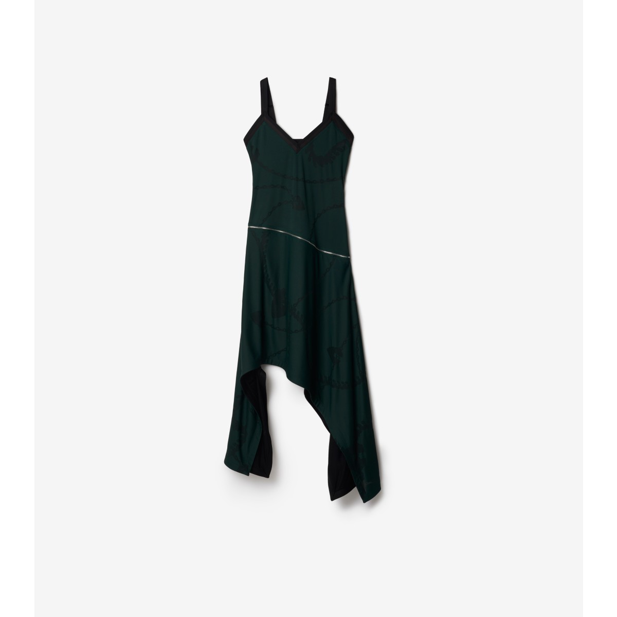 Burberry Shield Hardware Asymmetric Midi Dress In Vine