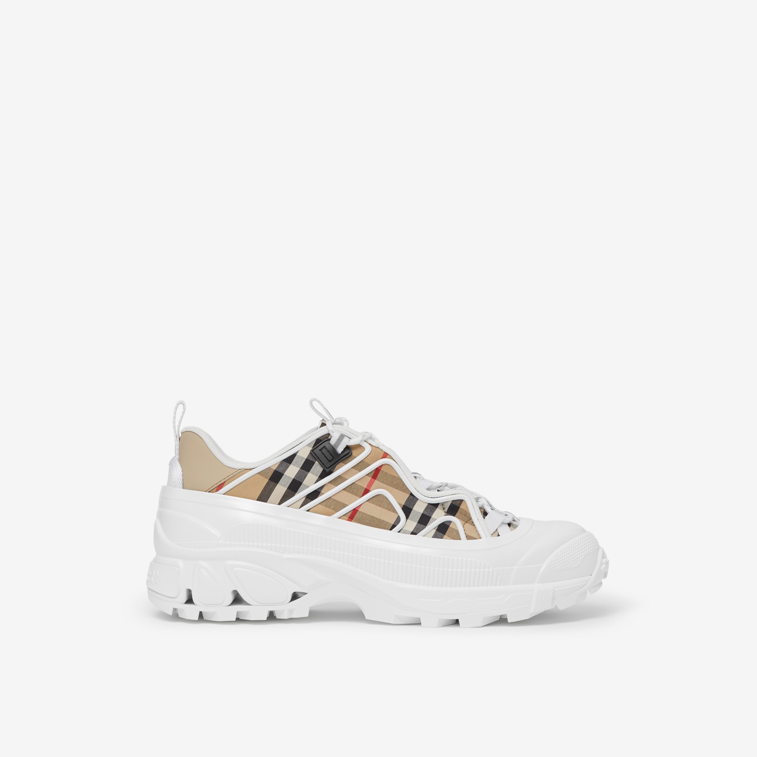 Vintage Check Cotton and Leather Arthur Sneakers in Archive Beige/white | Burberry® Official - 1