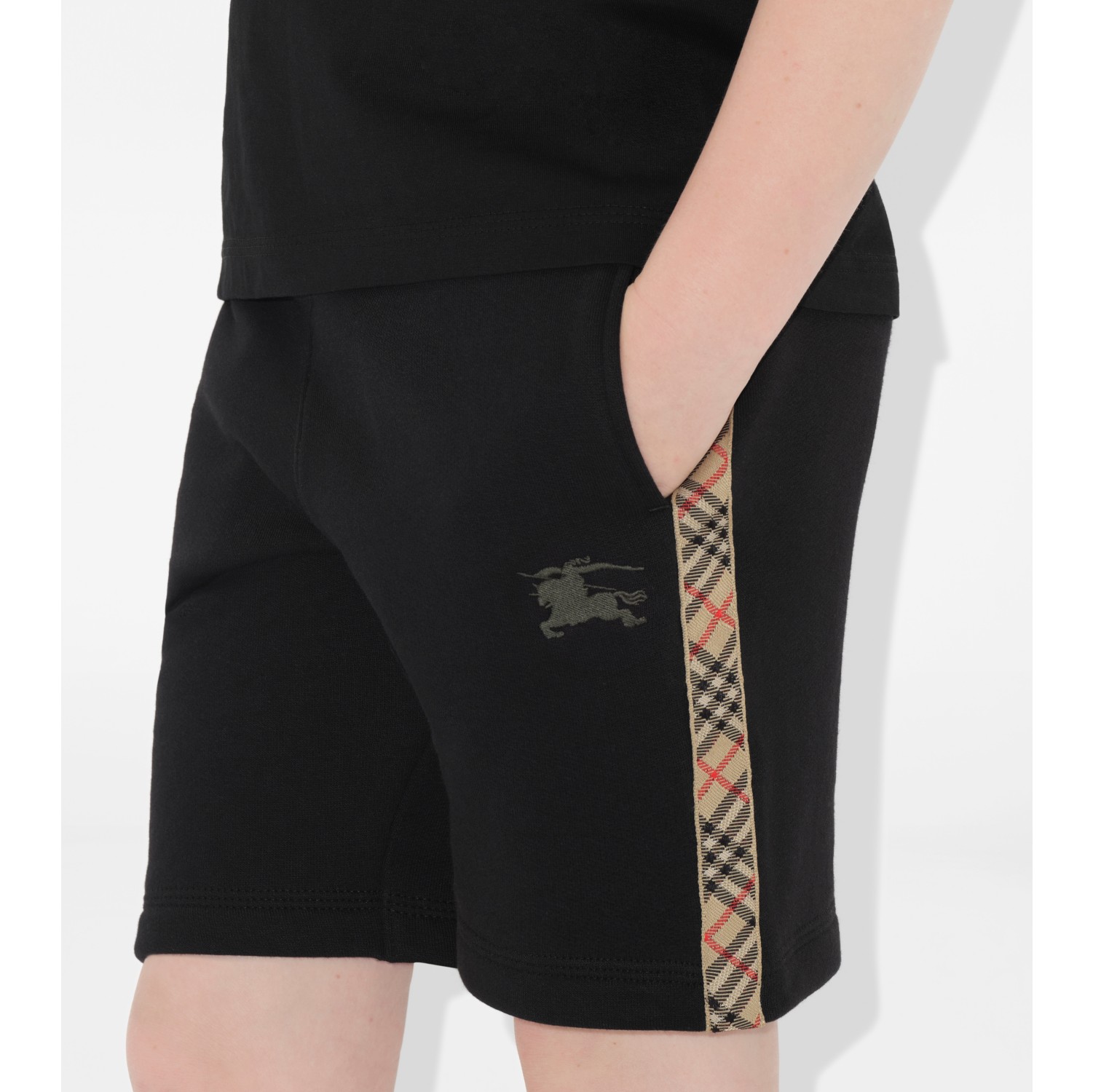 Check Trim Cotton Shorts