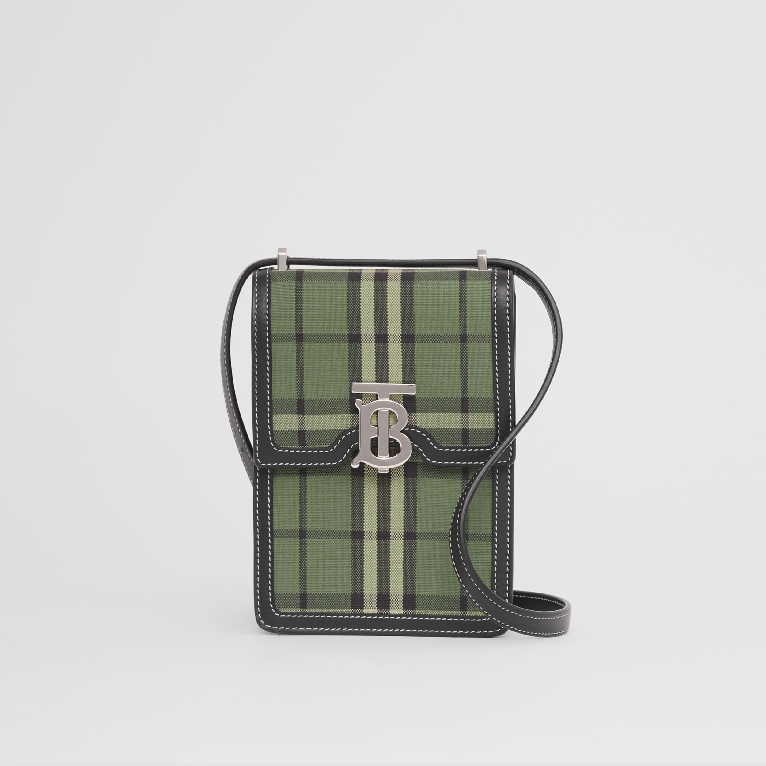 Check Cotton and Leather Robin Bag in Military Green | Burberry United ...