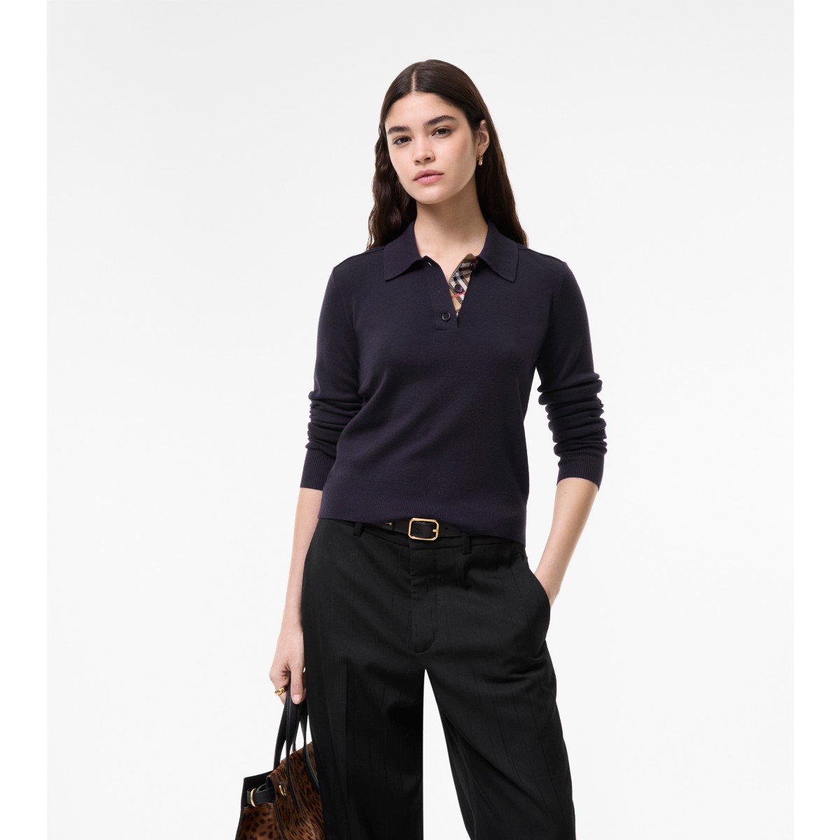  Check Long-sleeve Polo Shirt