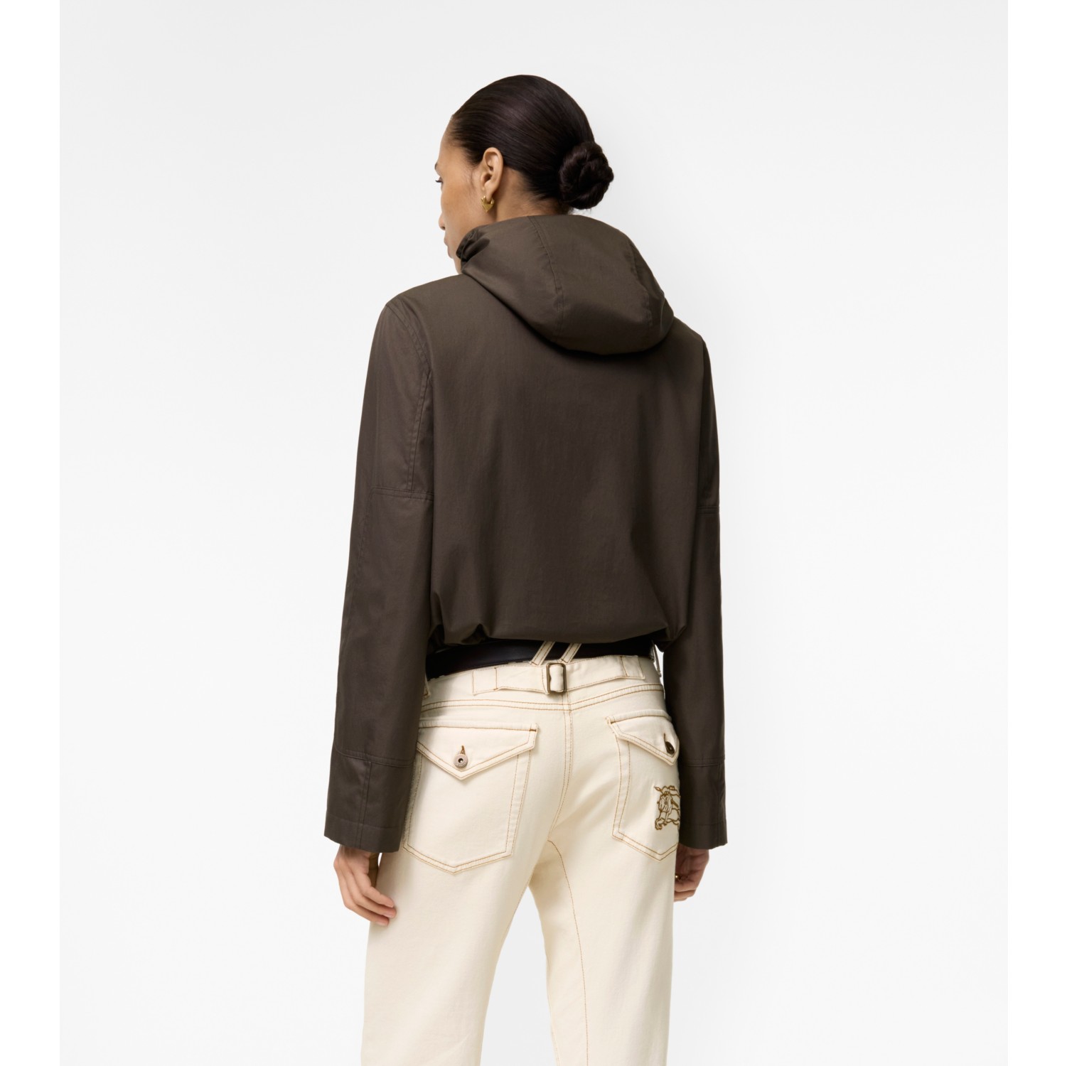 Cropped Tropical Gabardine Parka in Estuary brown - Women | Burberry® Official