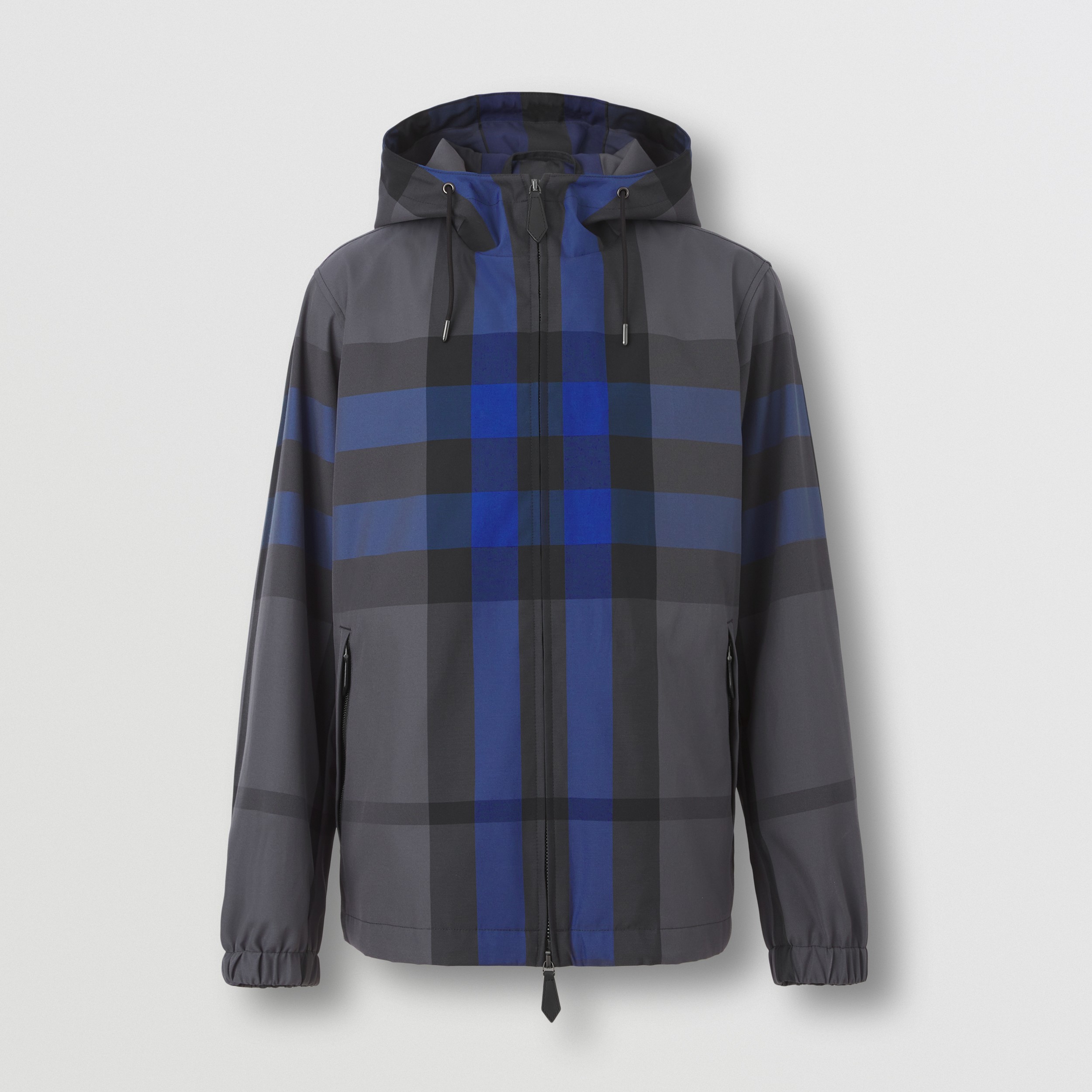 Check Cotton Blend Hooded Jacket in Oceanic Blue - Men | Burberry® Official - 4