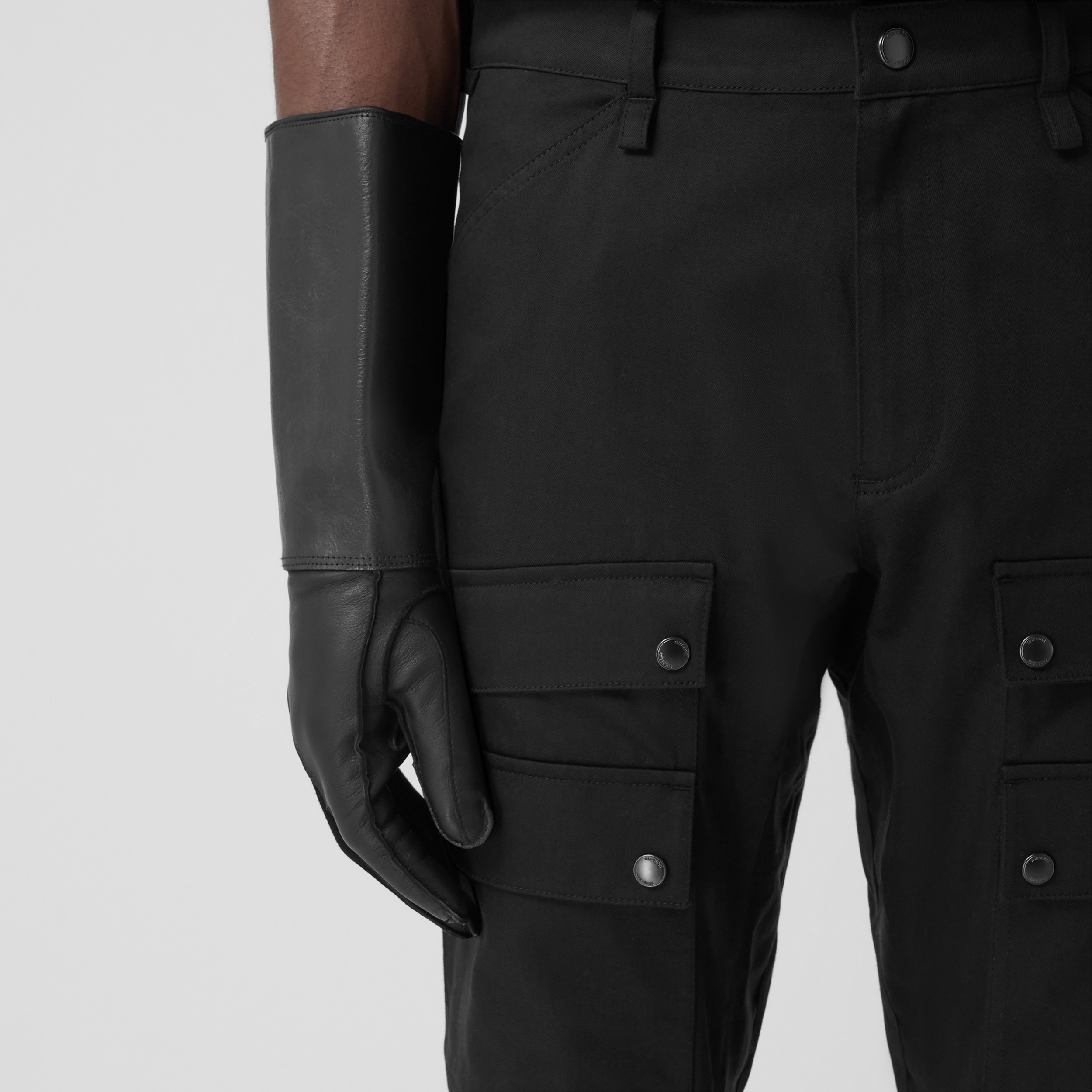 Embroidered Logo Cotton Cargo Trousers in Black - Men | Burberry® Official - 2