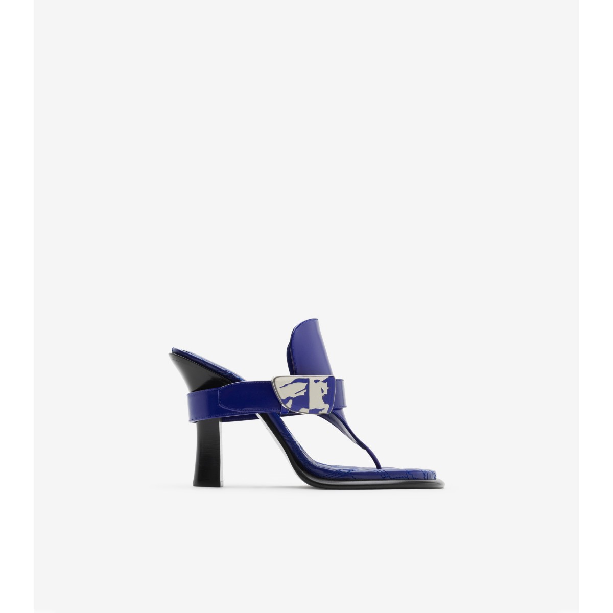 Burberry Leather Bay Heeled Sandals 105 In Knight