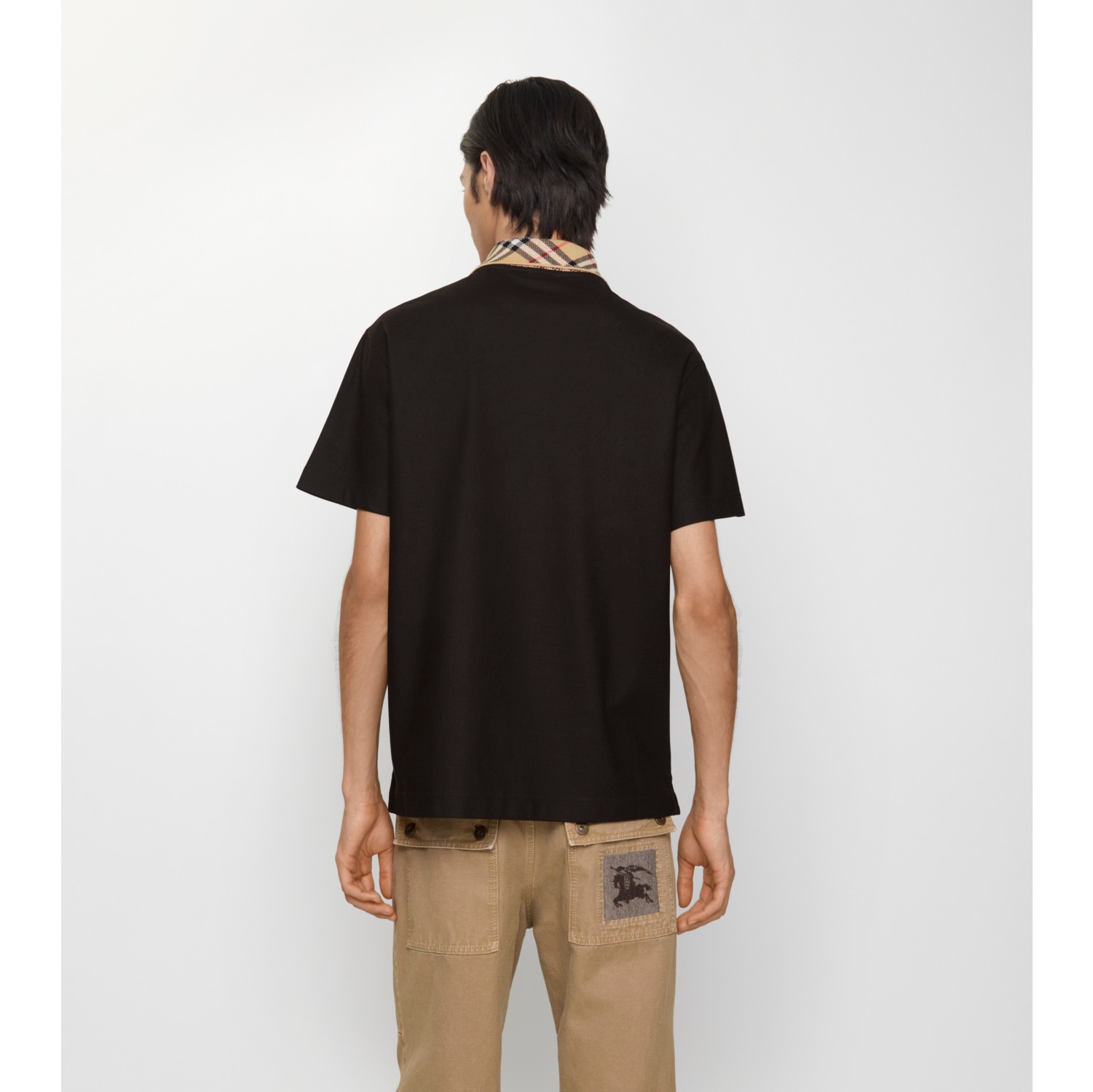 Check Collar Cotton Polo Shirt