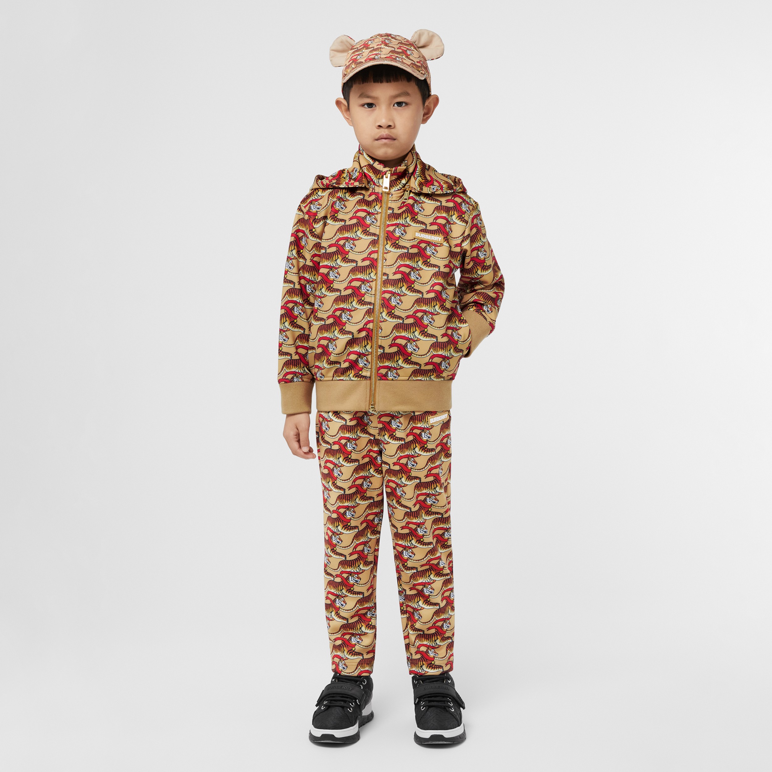 Haut à capuche en jersey stretch à imprimé tigre (Beige Miel) | Site officiel Burberry® - 3