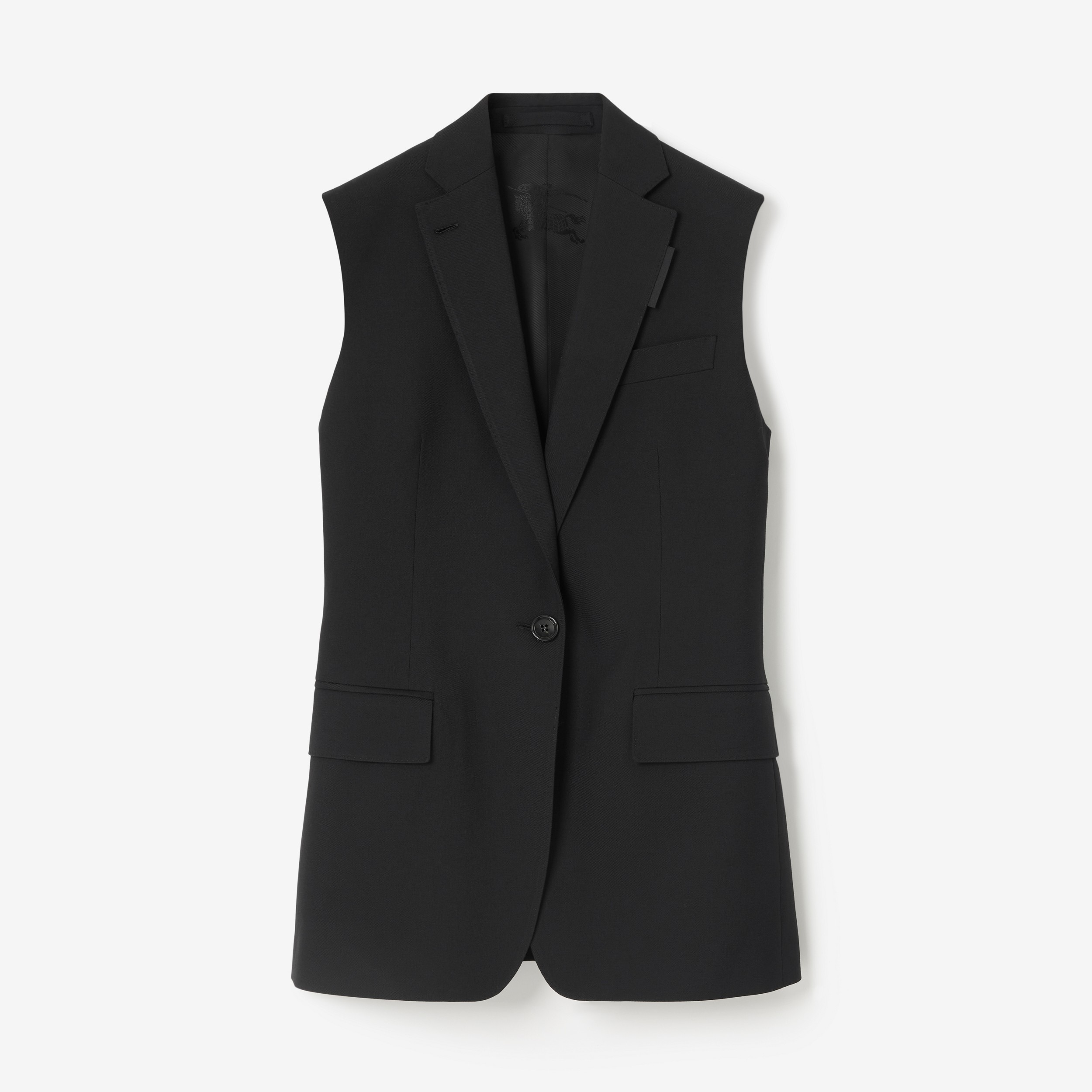 Sleeveless Wool Tailored Jacket in Black - Women | Burberry® Official - 1